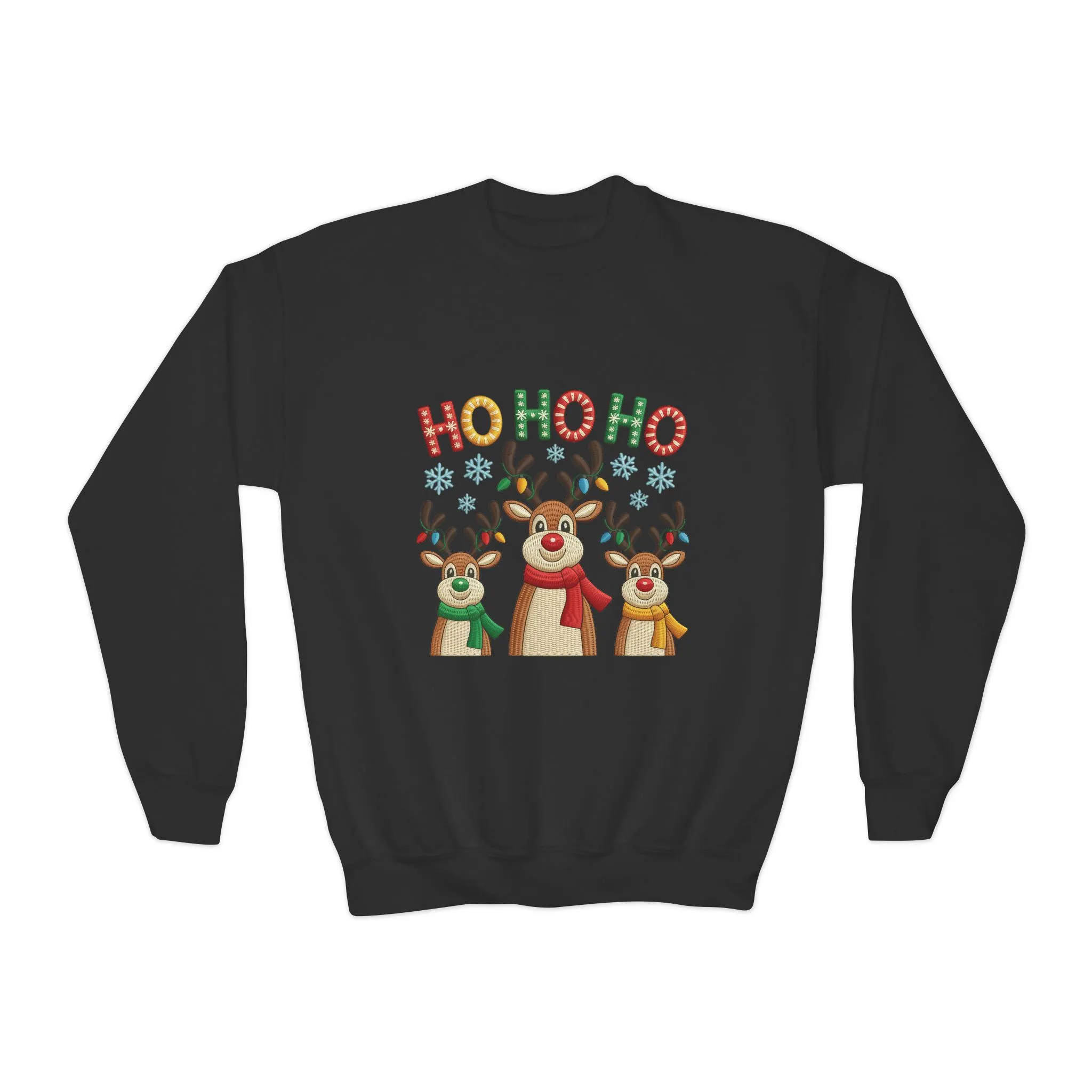 Ho Ho Ho Reindeer Sweatshirt for Girls, Cute Kids Christmas Pullover - Image 7