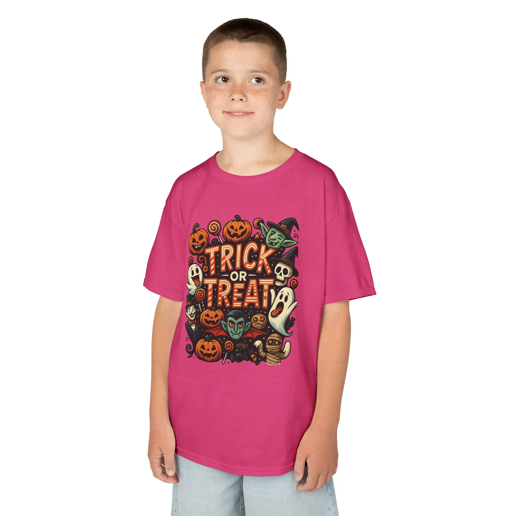 Kids Trick or Treat T-Shirt, Halloween Graphic Tee with Pumpkins, Ghosts & Vampires, Fun Spooky Shirt for Children - Image 27