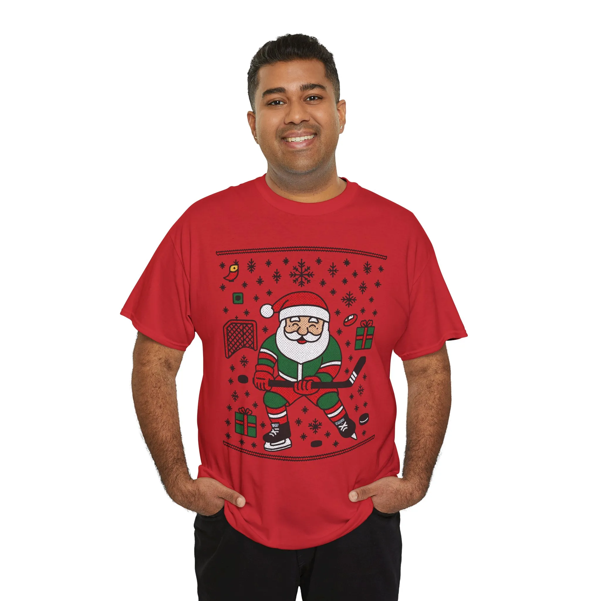 Hockey Santa Men's Christmas T-Shirt, Funny Sports Holiday Tee - Image 27