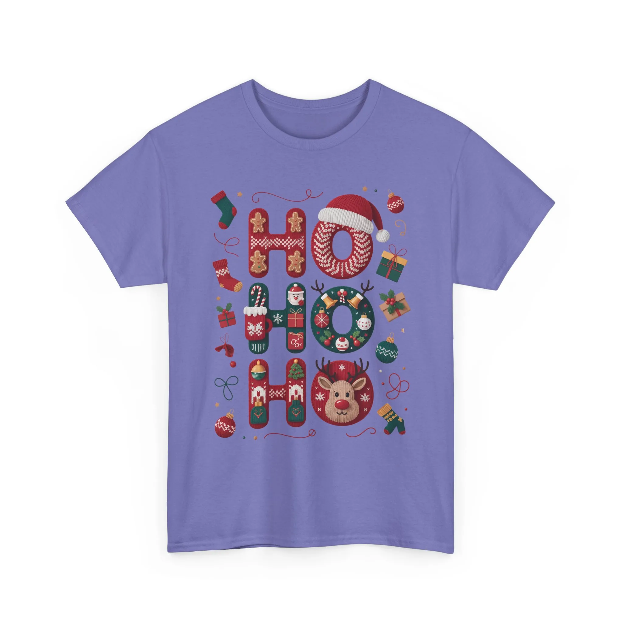 Ho Ho Ho Women's Christmas T-Shirt - Sweatshirt, Cute Festive Holiday Top, Gingerbread, Reindeer - Santa Hat Design, Cozy Christmas Fashion - Image 2