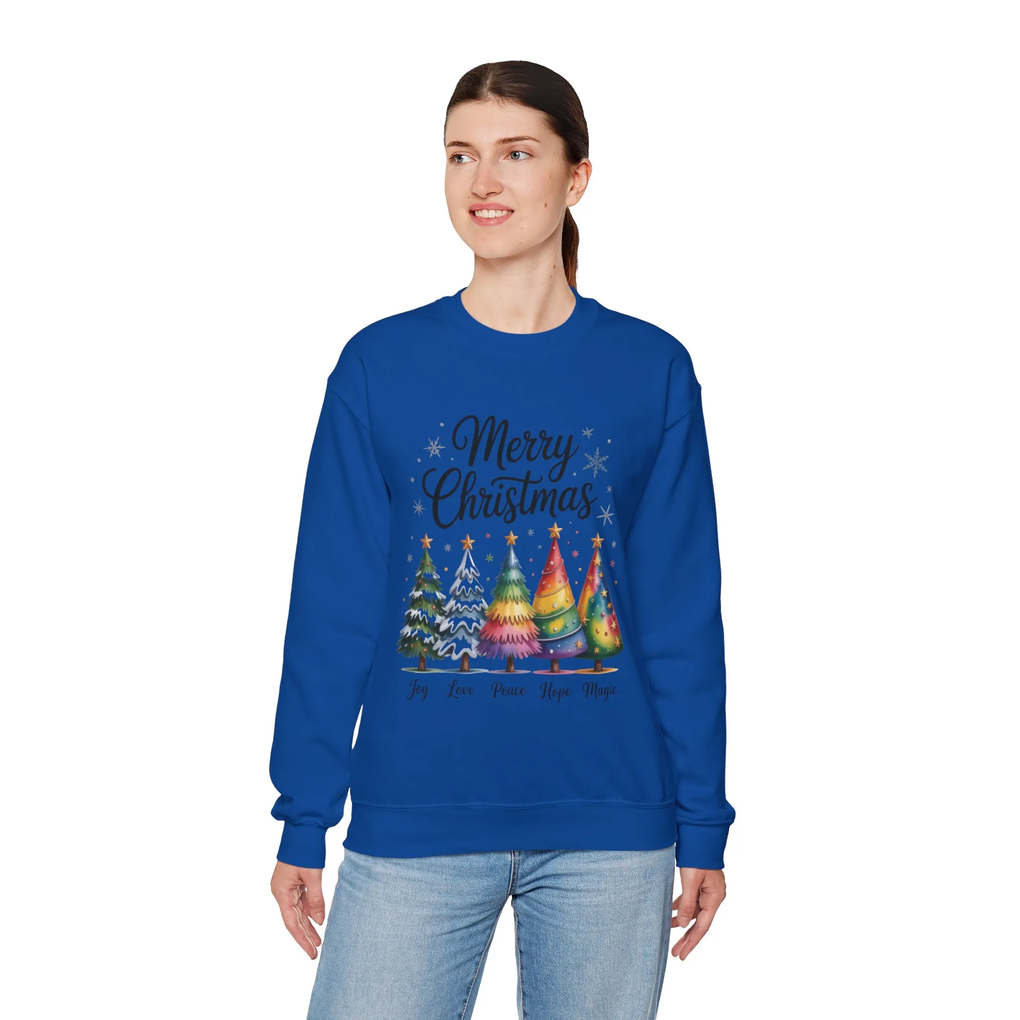 Merry Christmas Women's Sweatshirt, Joy Love Peace Hope Magic Pullover, Women's Heavy Blend™ Crewneck Sweatshirt - Image 15