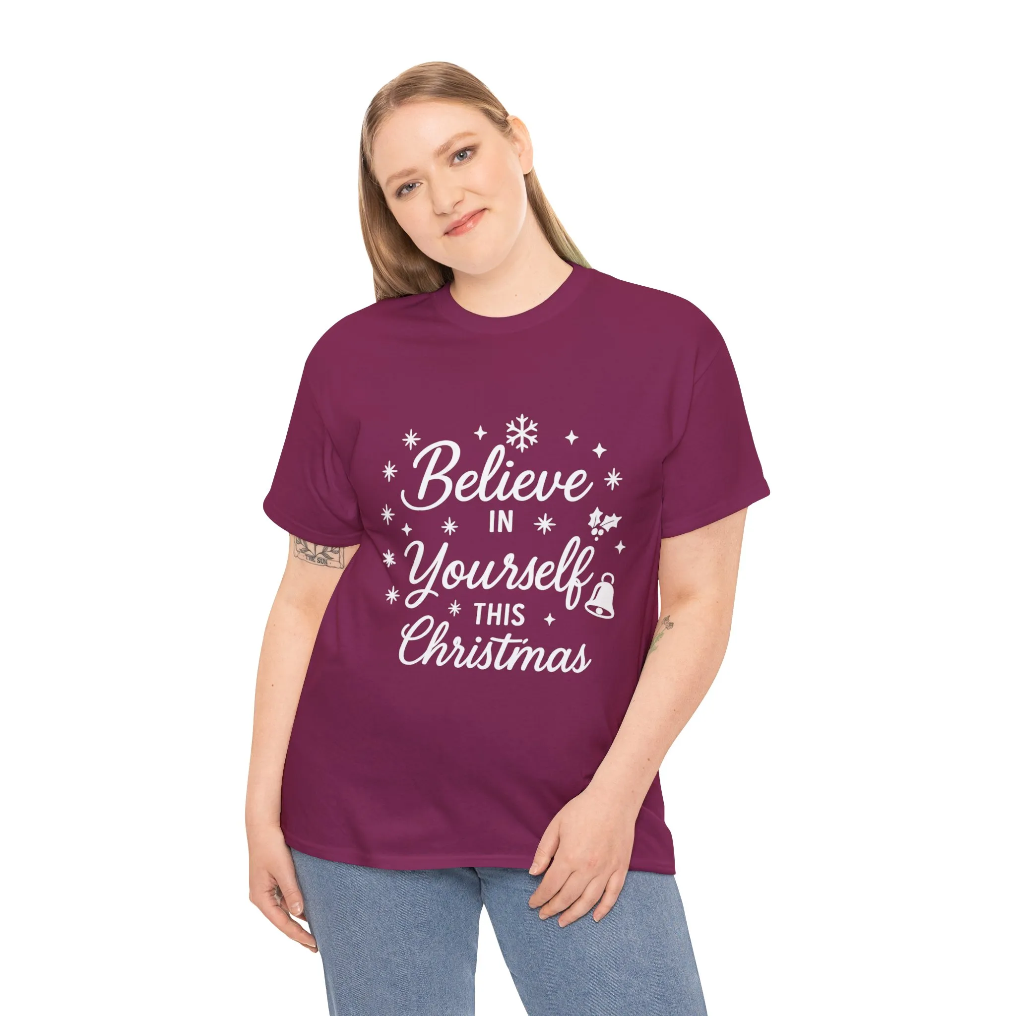 Women's Believe in the Magic Christmas Shirt, Santa Hat Holiday Tee for Women - Image 24