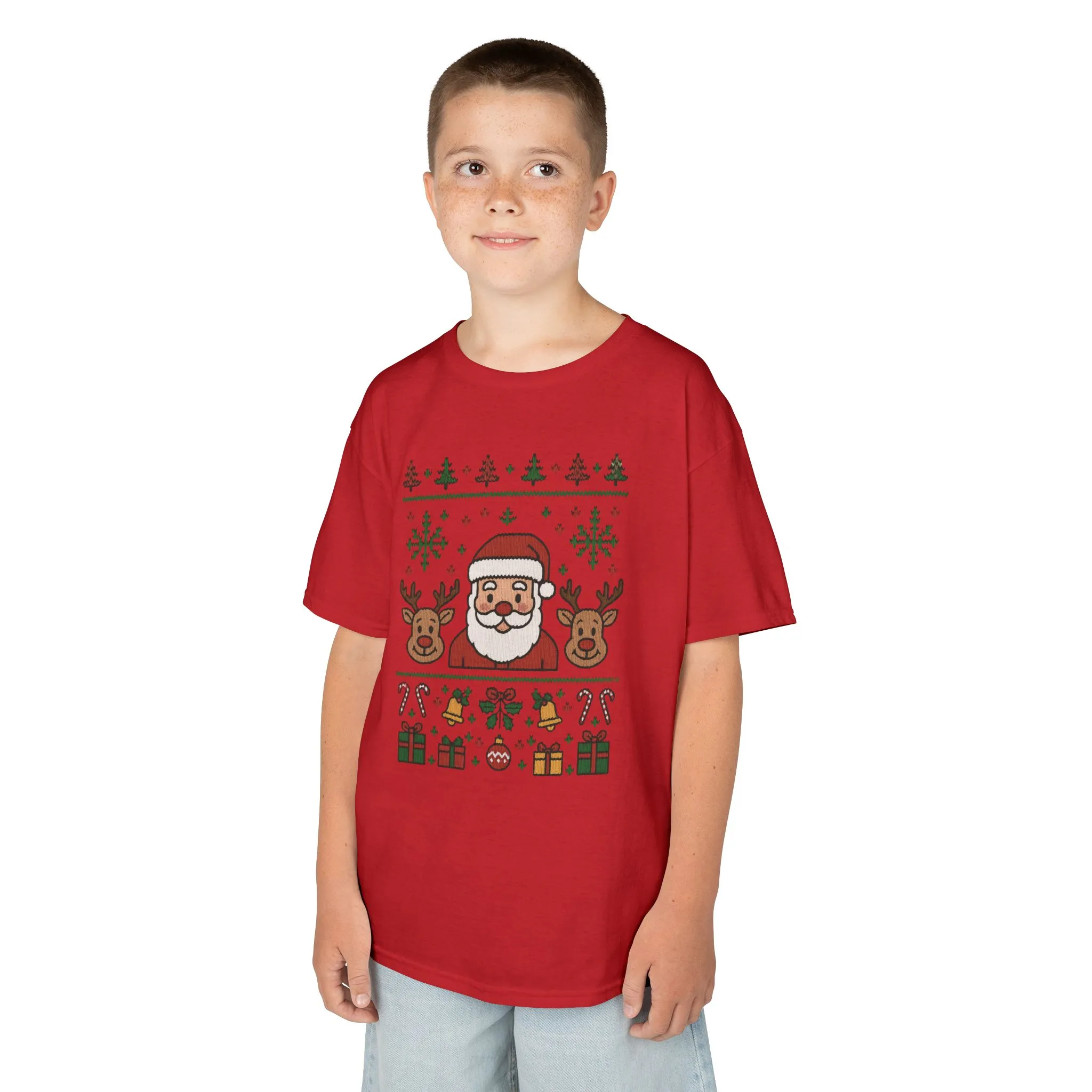 Santa - Reindeer Christmas Shirt for Kids, Cute Holiday Tee, Kids Heavy Cotton™ Tee - Image 27
