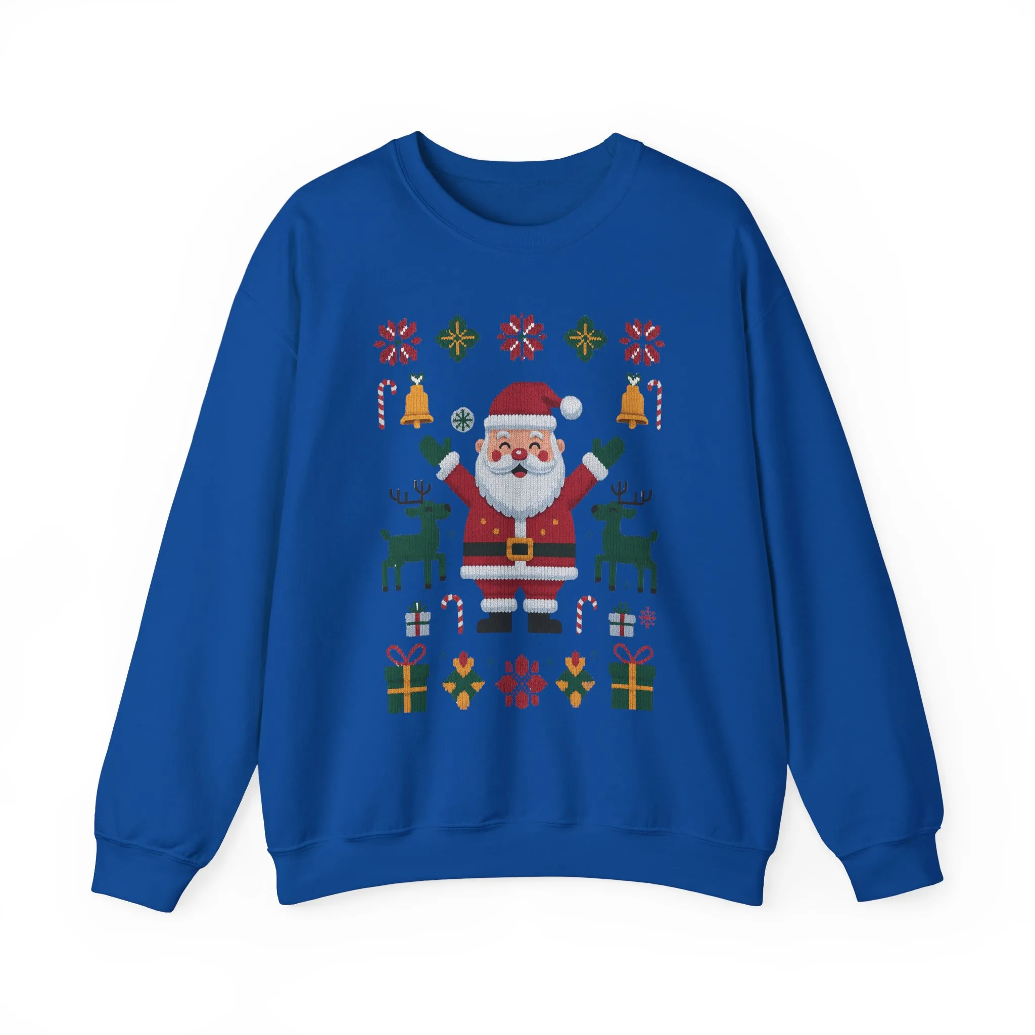 Santa Christmas Sweatshirt, Cute Reindeer Holiday Jumper, Nordic Style Ugly Christmas Sweater for Women - Image 22