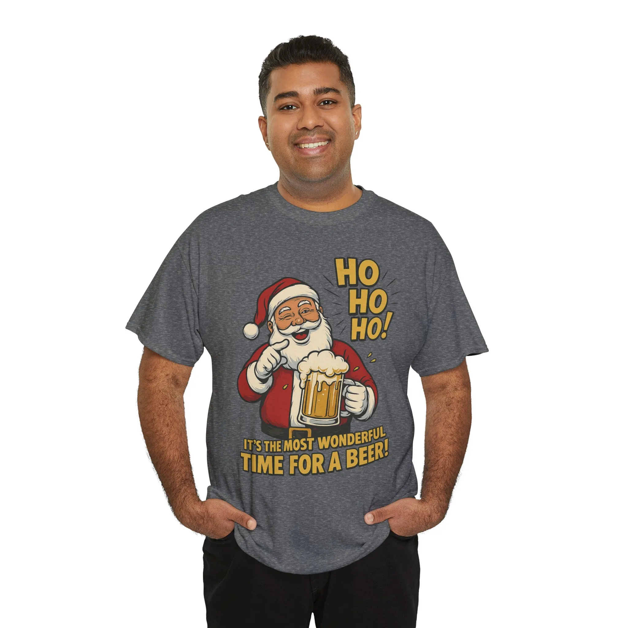 Funny Santa Beer Christmas T-Shirt, Men's Holiday Party Tee - Image 15