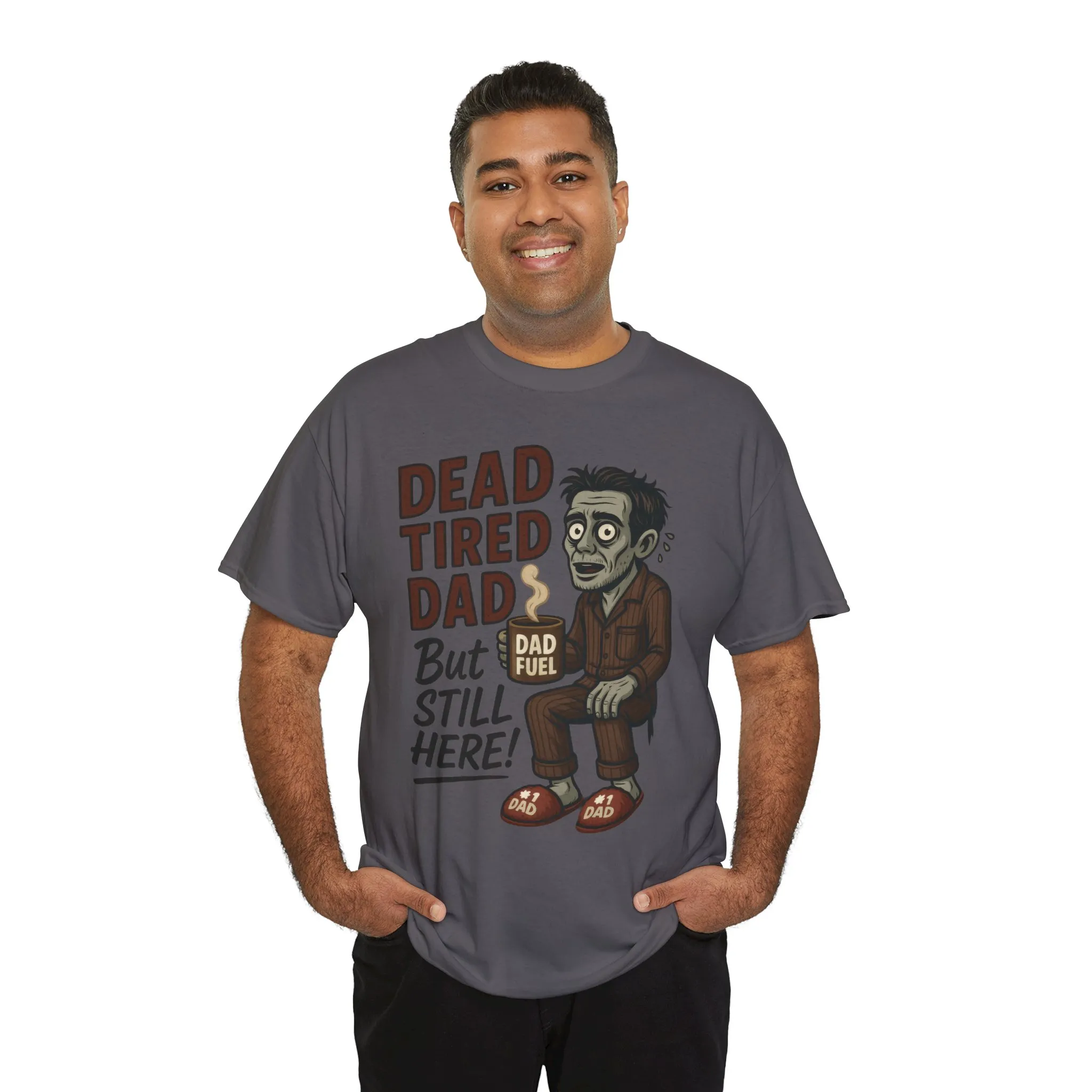 Dead Tired Dad Funny Zombie Coffee Men's T-Shirt, Father's Day Gift for Men, Dad Fuel Graphic Tee, Halloween Dad Tee - Image 24