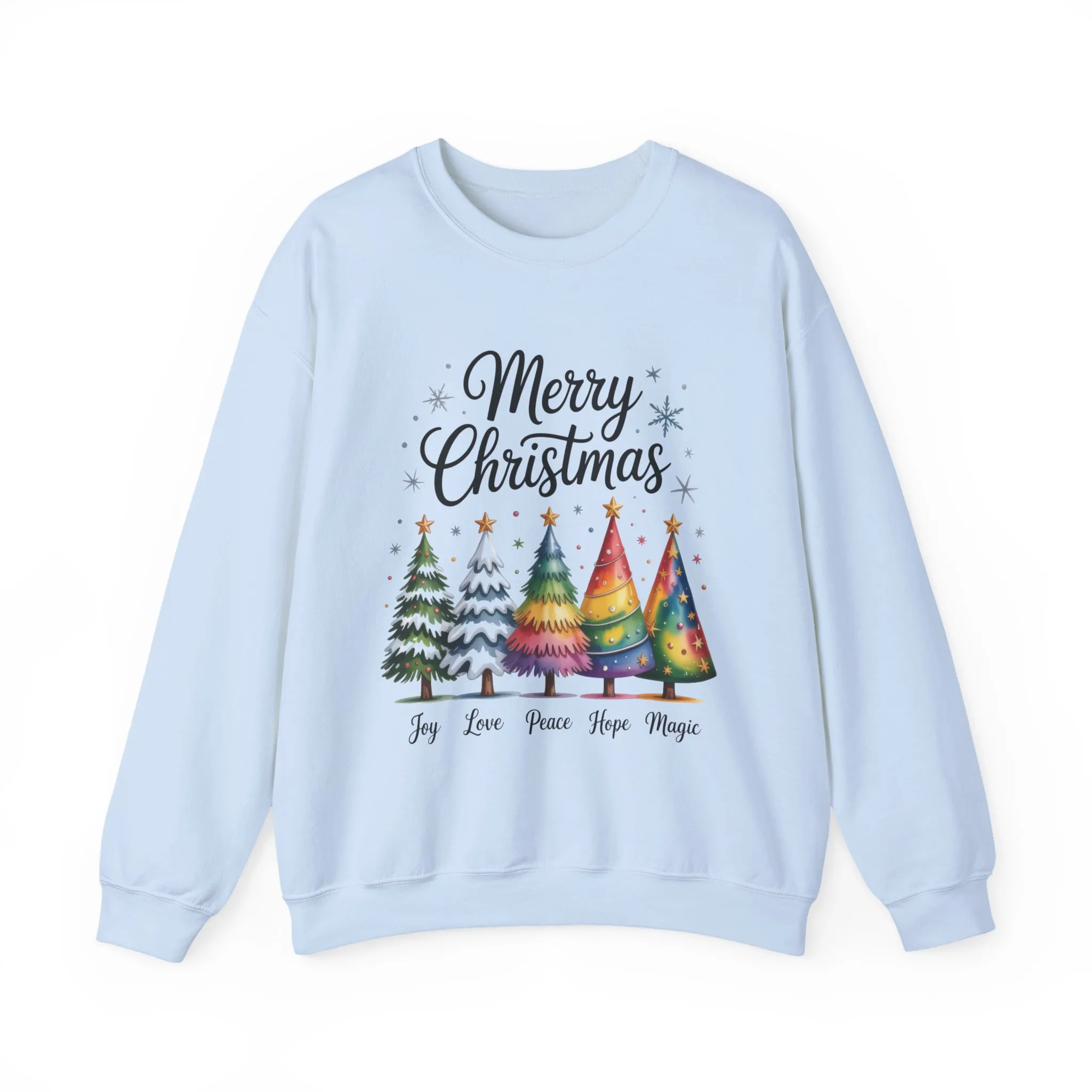Merry Christmas Women's Sweatshirt, Joy Love Peace Hope Magic Pullover, Women's Heavy Blend™ Crewneck Sweatshirt - Image 2