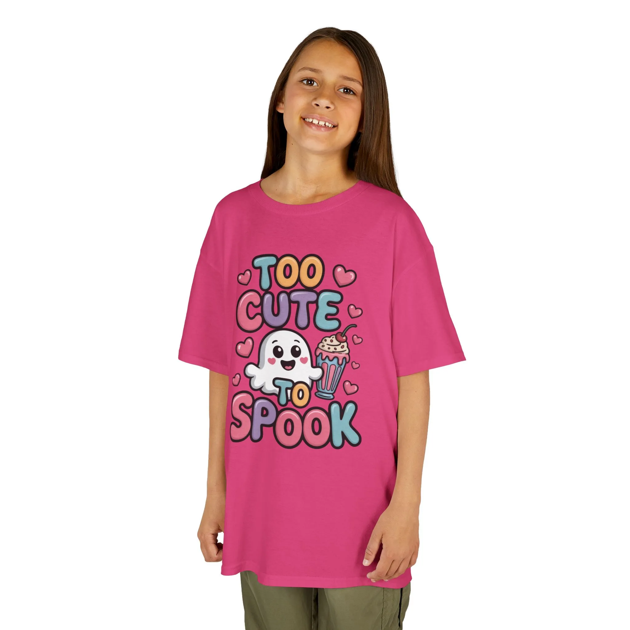 Kids Too Cute To Spook T-Shirt, Cute Ghost Milkshake Shirt, Kawaii Halloween Tee for Boys & Girls - Image 18