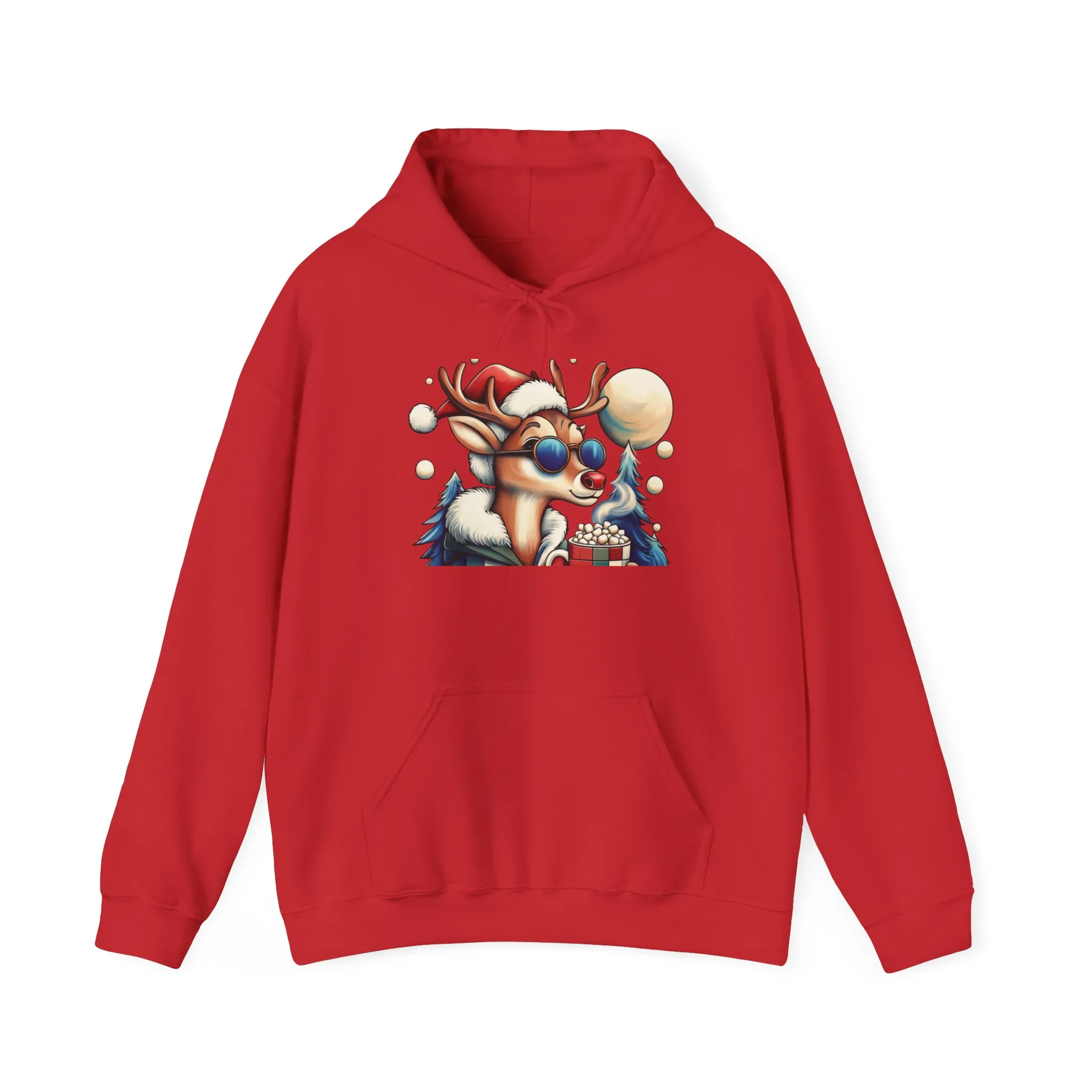 Cool Reindeer Christmas Hoodie, Funny Holiday Hot Cocoa Pullover for Men - Image 29