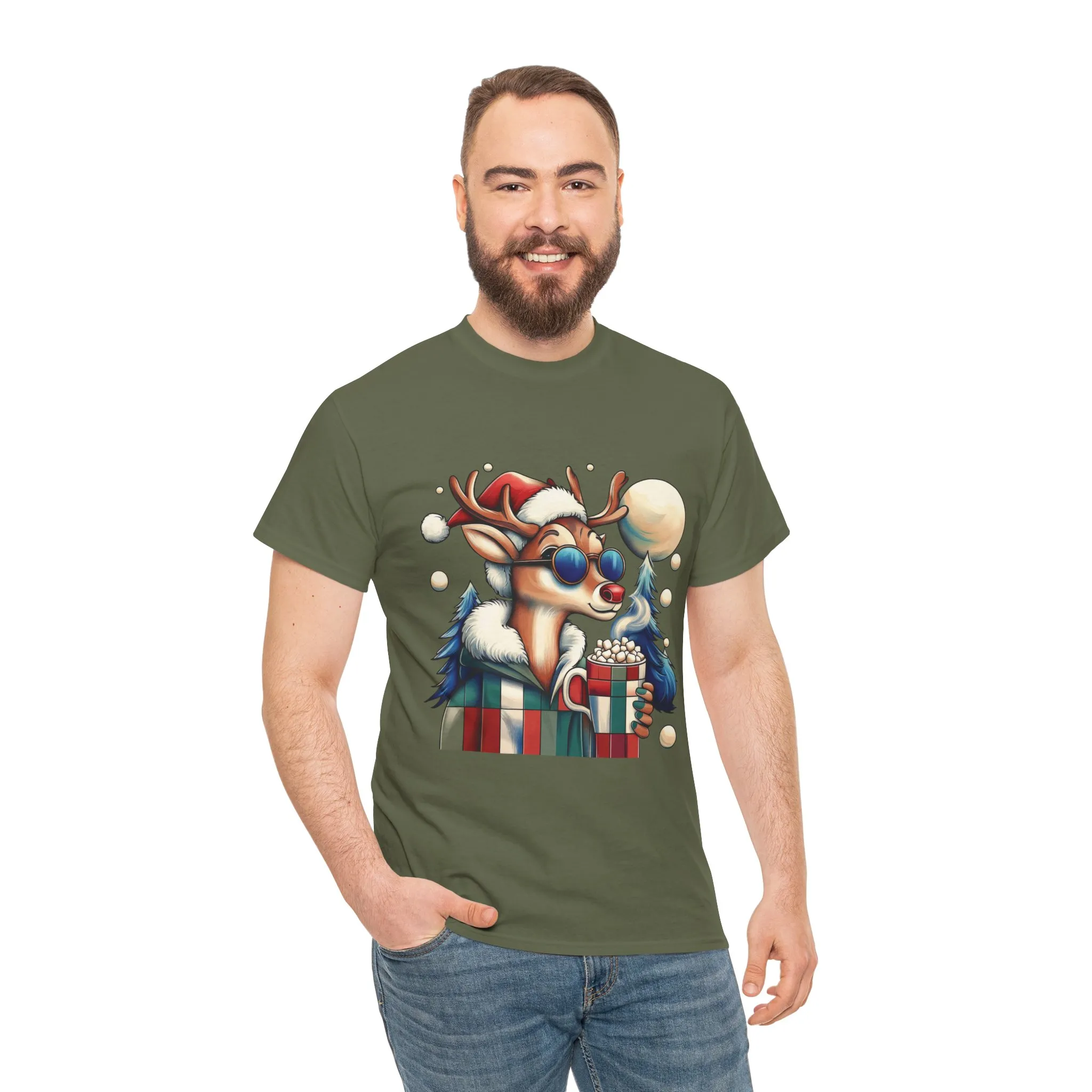 Cool Reindeer Christmas T-Shirt, Funny Holiday Shirt for Men - Image 8