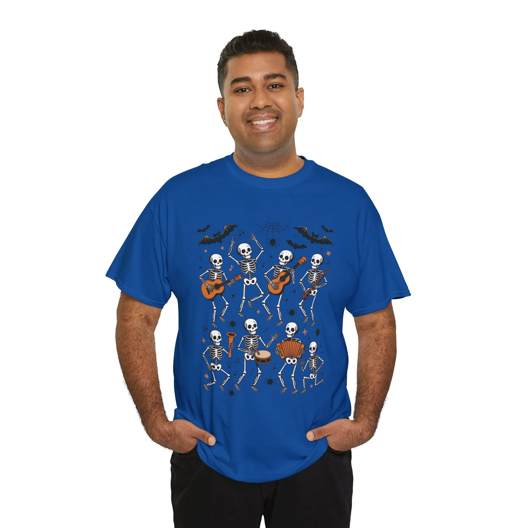 Dancing Skeleton Band Halloween T-Shirt for Men, Funny Spooky Music Tee, Rock and Roll Skeleton Shirt, Cool Halloween Party Outfit - Image 36