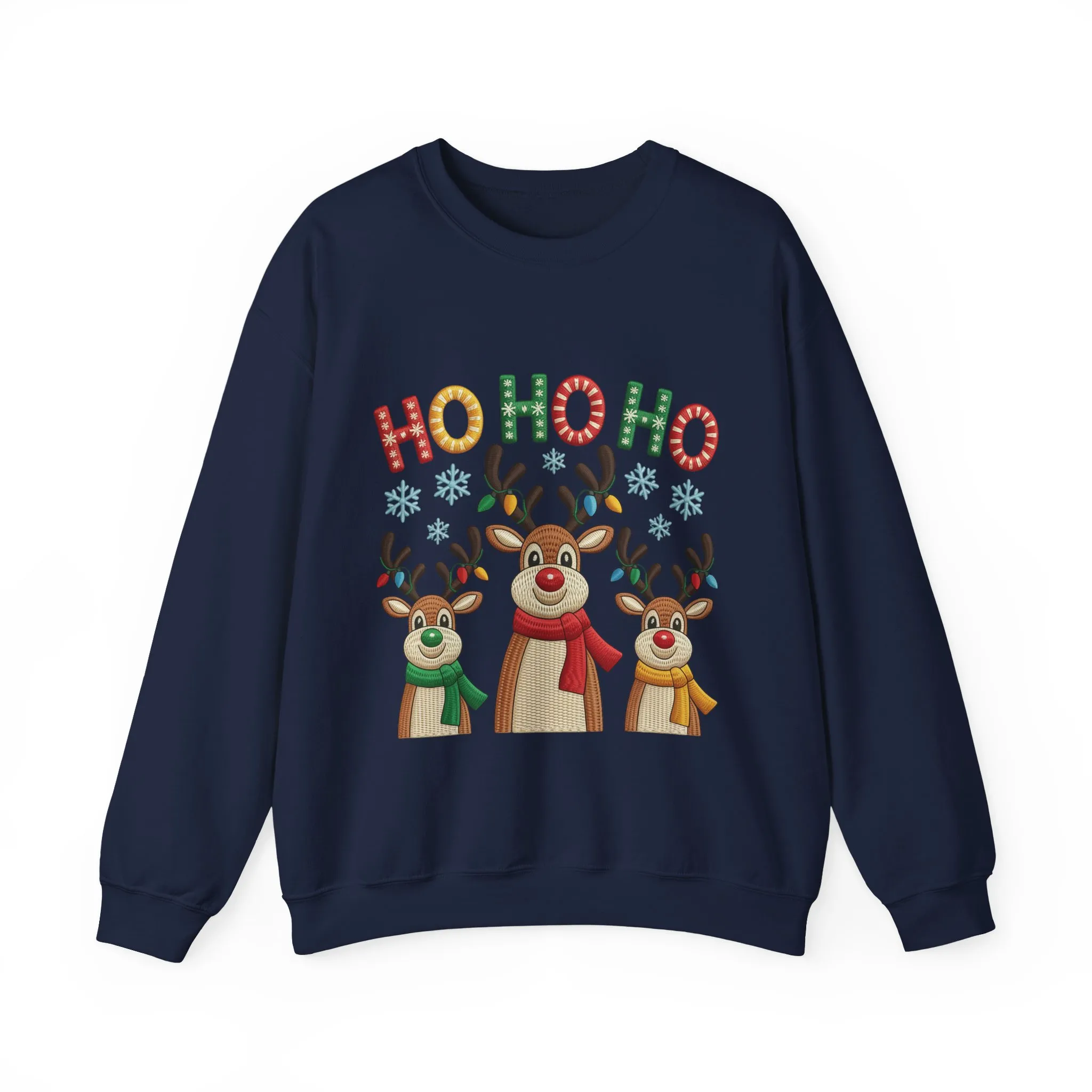 Ho Ho Ho Reindeer Christmas Sweatshirt, Cute Holiday Pullover for Women - Image 13