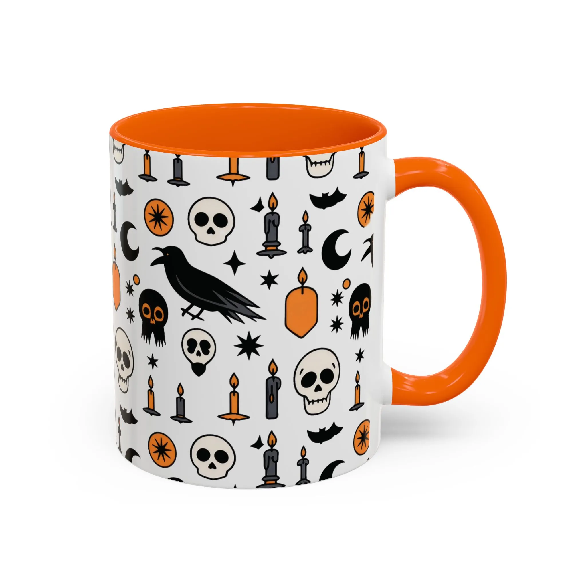 Gothic Halloween Mug, Skull, Candle - Raven Pattern Coffee Cup, Dark Aesthetic Spooky Gift for Her or Him, Accent Coffee Mug (11, 15oz) - Image 12