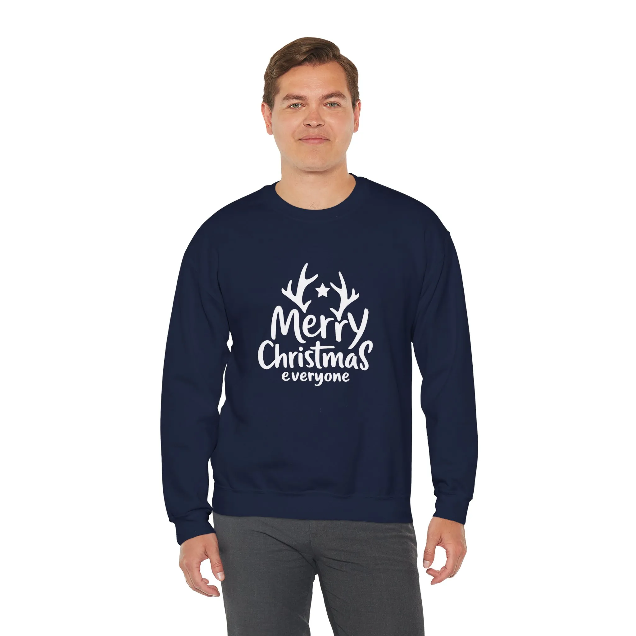 Merry Christmas Everyone Men's Sweatshirt, Classic Holiday Pullover, Minimal Winter Style Crewneck Sweatshirt - Image 18
