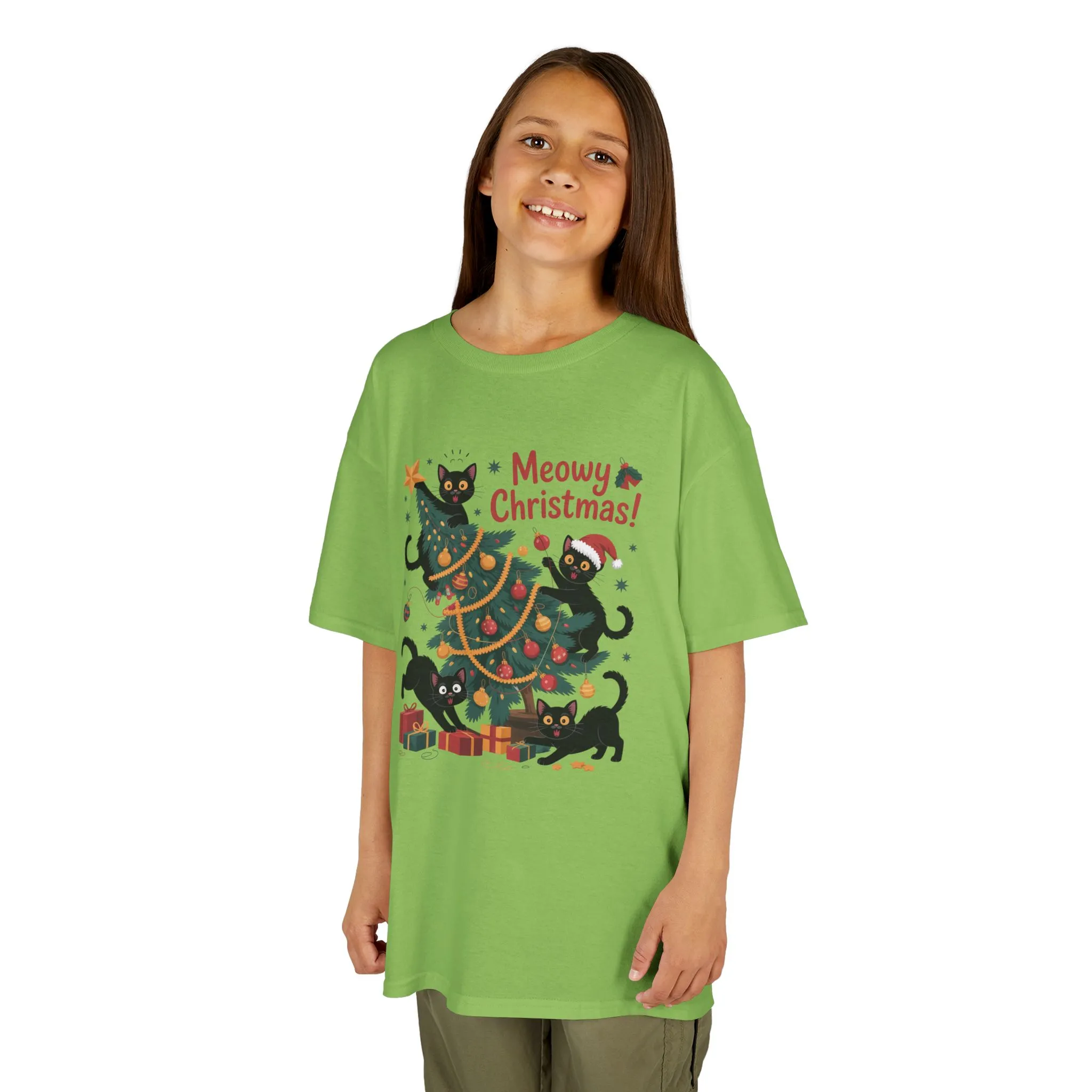 Kids Funny Cat Christmas Tree T-Shirt, Cute Black Cats Holiday Tee, Christmas Cat Chaos Shirt for Girls - Image 8