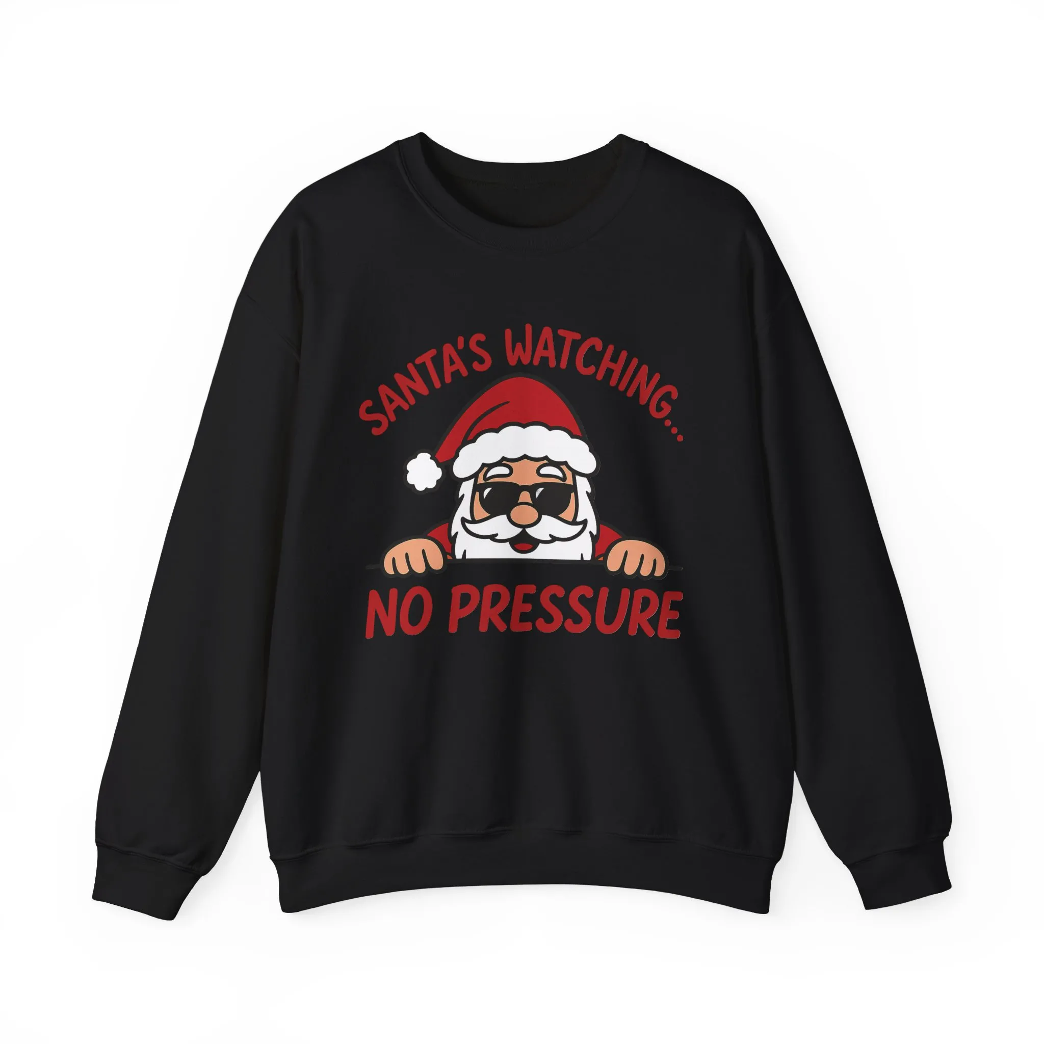 Santa's Watching No Pressure Men's Christmas Sweatshirt, Funny Holiday Jumper - Image 9