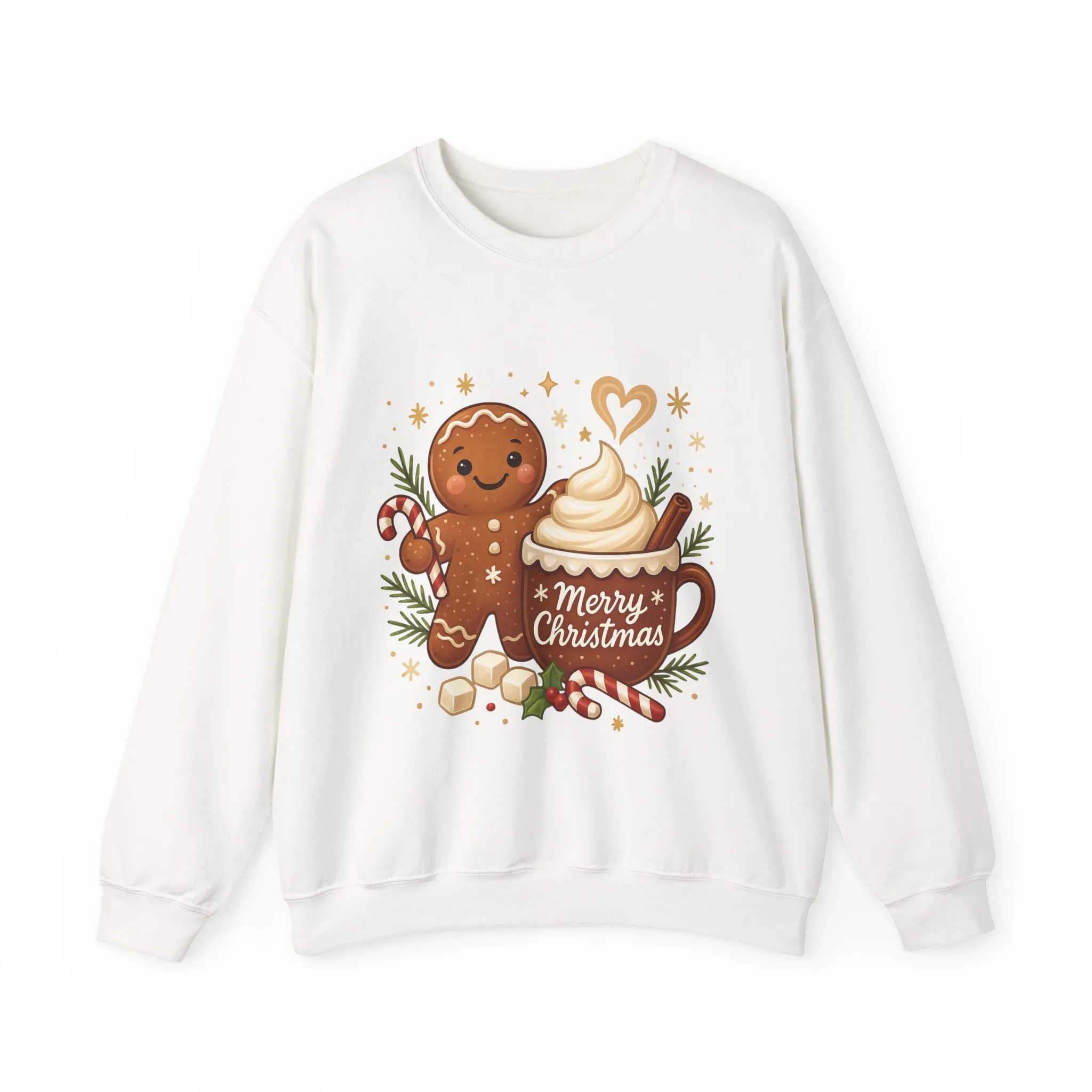 Women's Gingerbread - Hot Cocoa Christmas Sweatshirt, Cozy Holiday Pullover, Women's Heavy Blend™ Crewneck Sweatshirt - Image 4