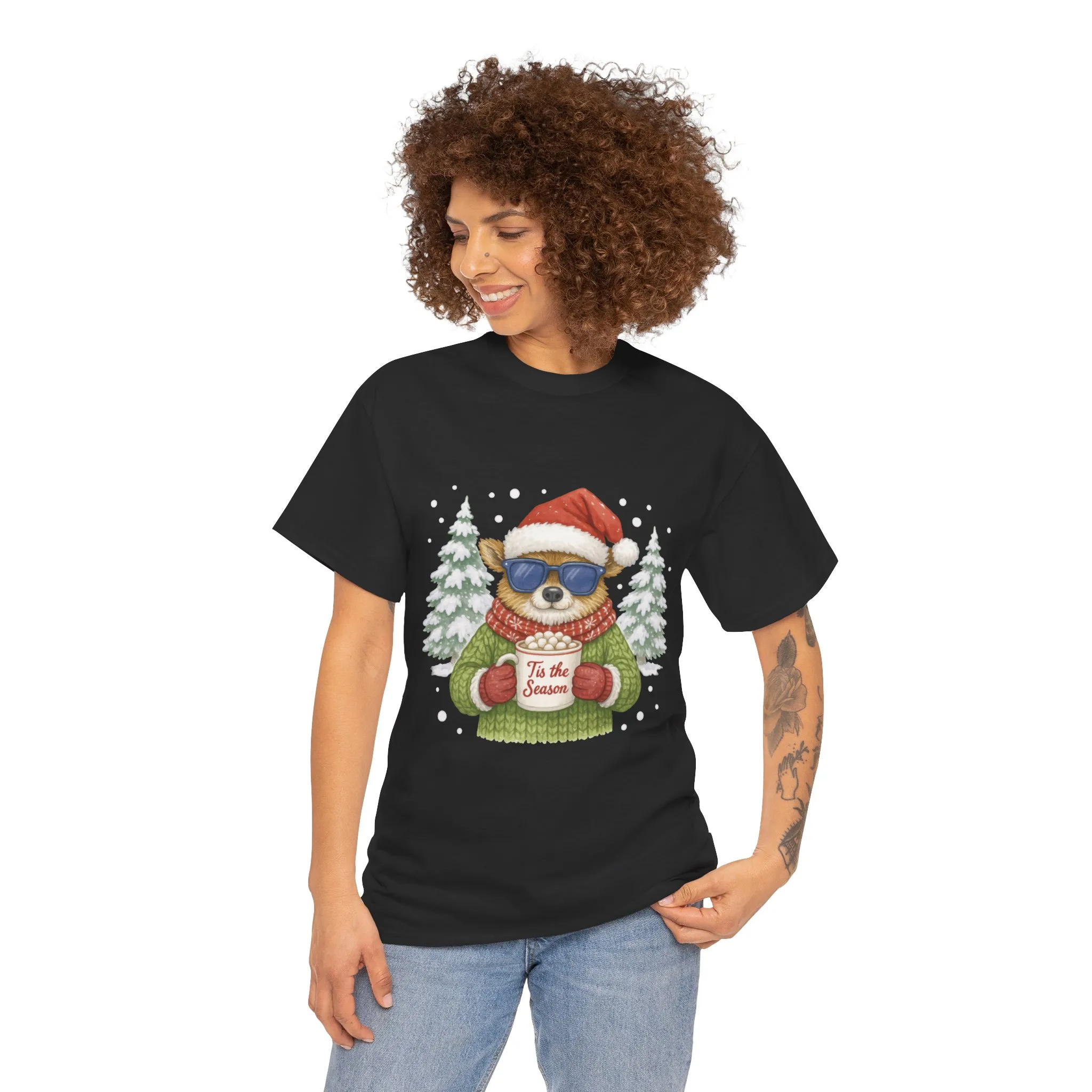 Women's Tis the Season Christmas T-Shirt, Cool Reindeer Holiday Tee - Image 5