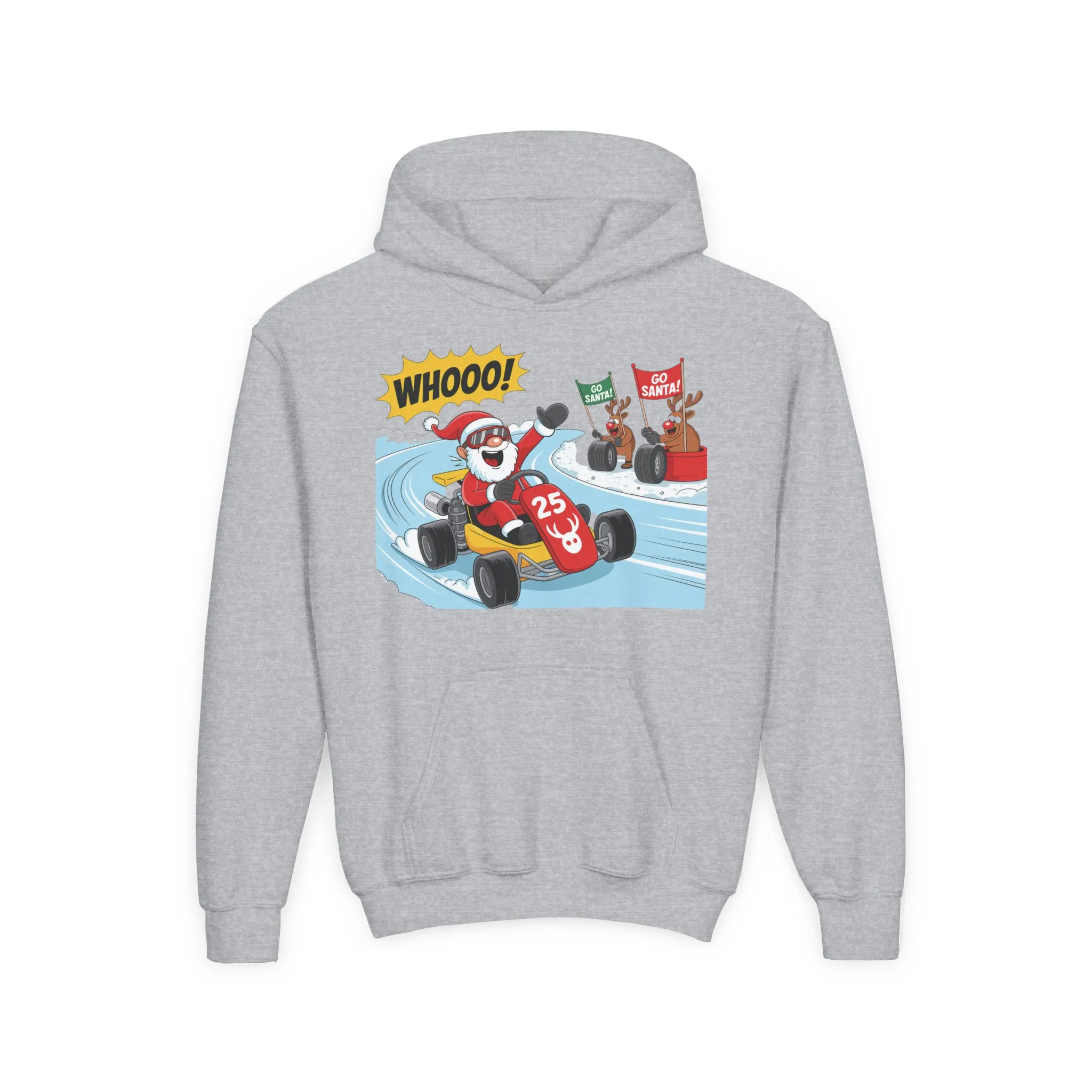 Go Santa Kart Racing Christmas Hoodie, Funny Santa - Reindeer Holiday Sweatshirt for Kids, Cute Christmas Jumper Youth Gift - Image 13