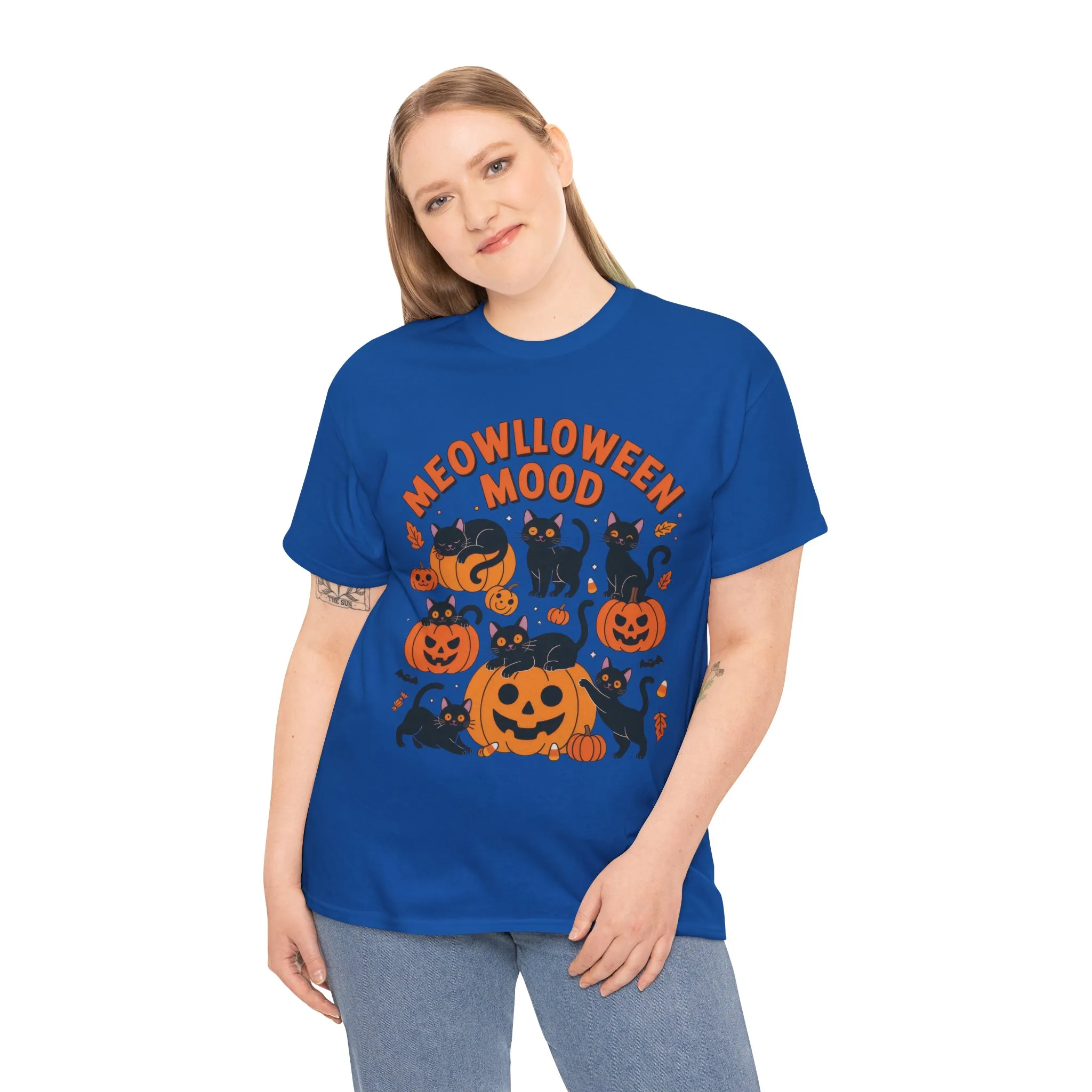 Meowlloween Mood Cat Shirt for Women, Cute Black Cat and Pumpkin Halloween Tee, Cozy Fall Kawaii Spooky Graphic Top, Cat Lover Gift - Image 15