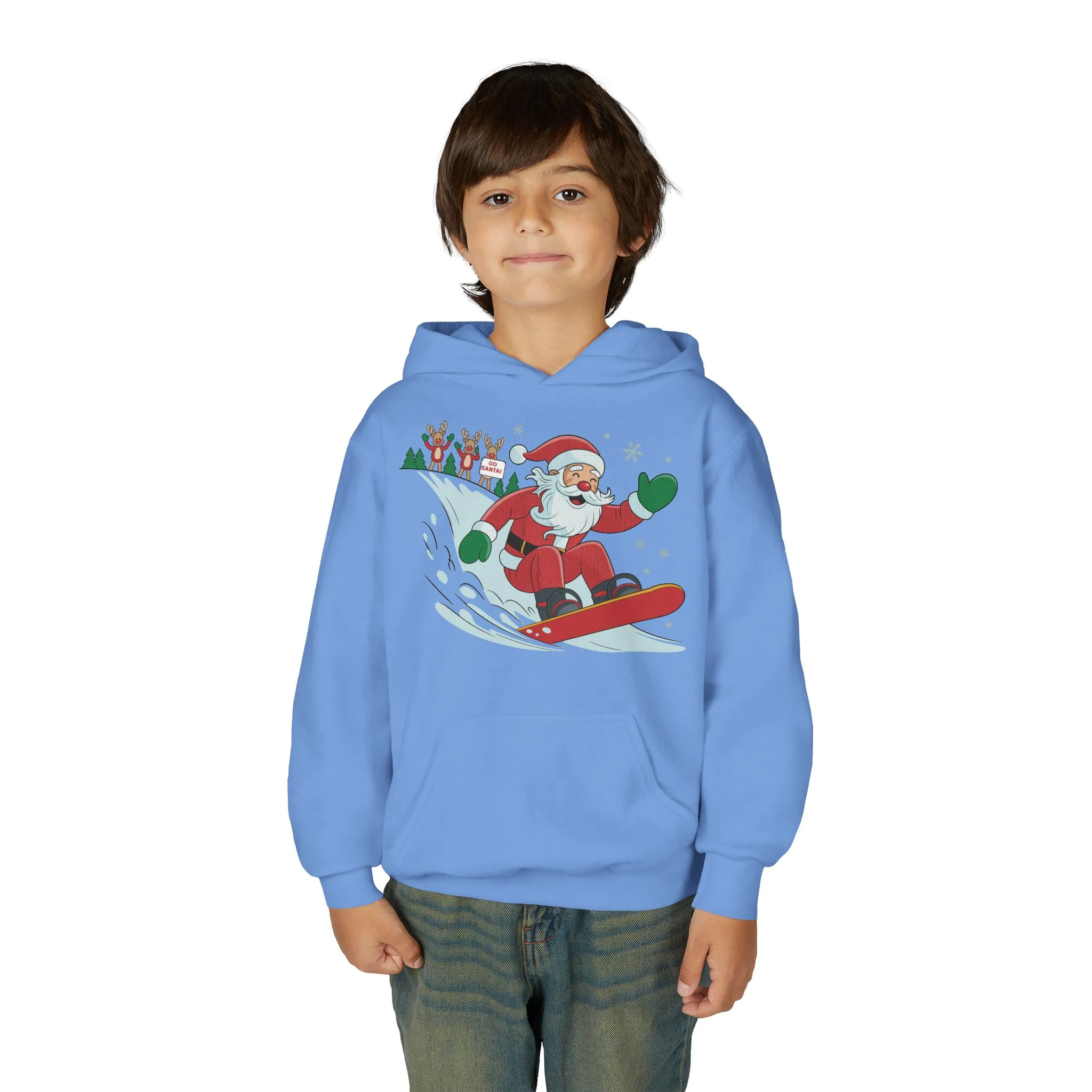 Go Santa Snowboarding Christmas Hoodie, Funny Santa - Reindeer Holiday Hoodie for Kids, Cute Winter Sports Christmas Sweatshirt - Image 19