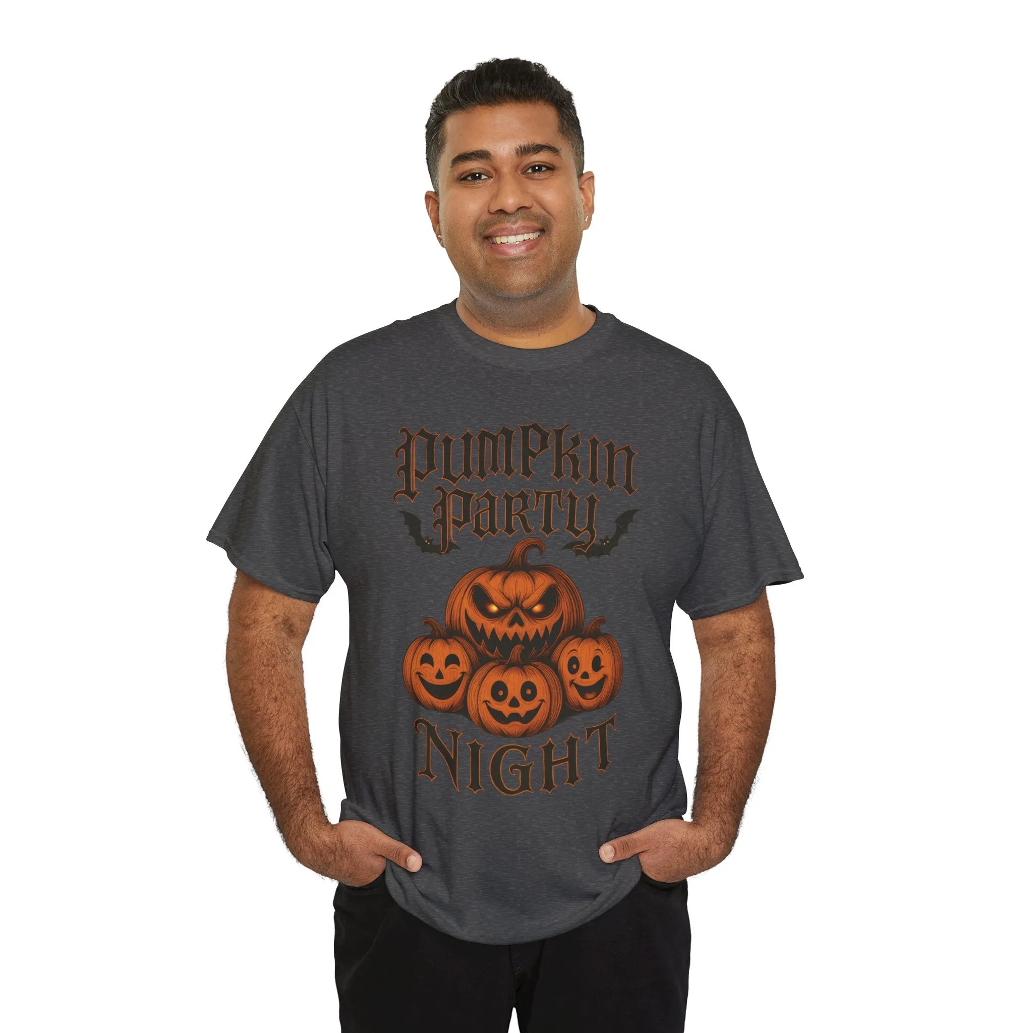 Pumpkin Party Night Men's Halloween T-Shirt, Scary Jack-O-Lantern Pumpkin Graphic Tee for Him - Image 21