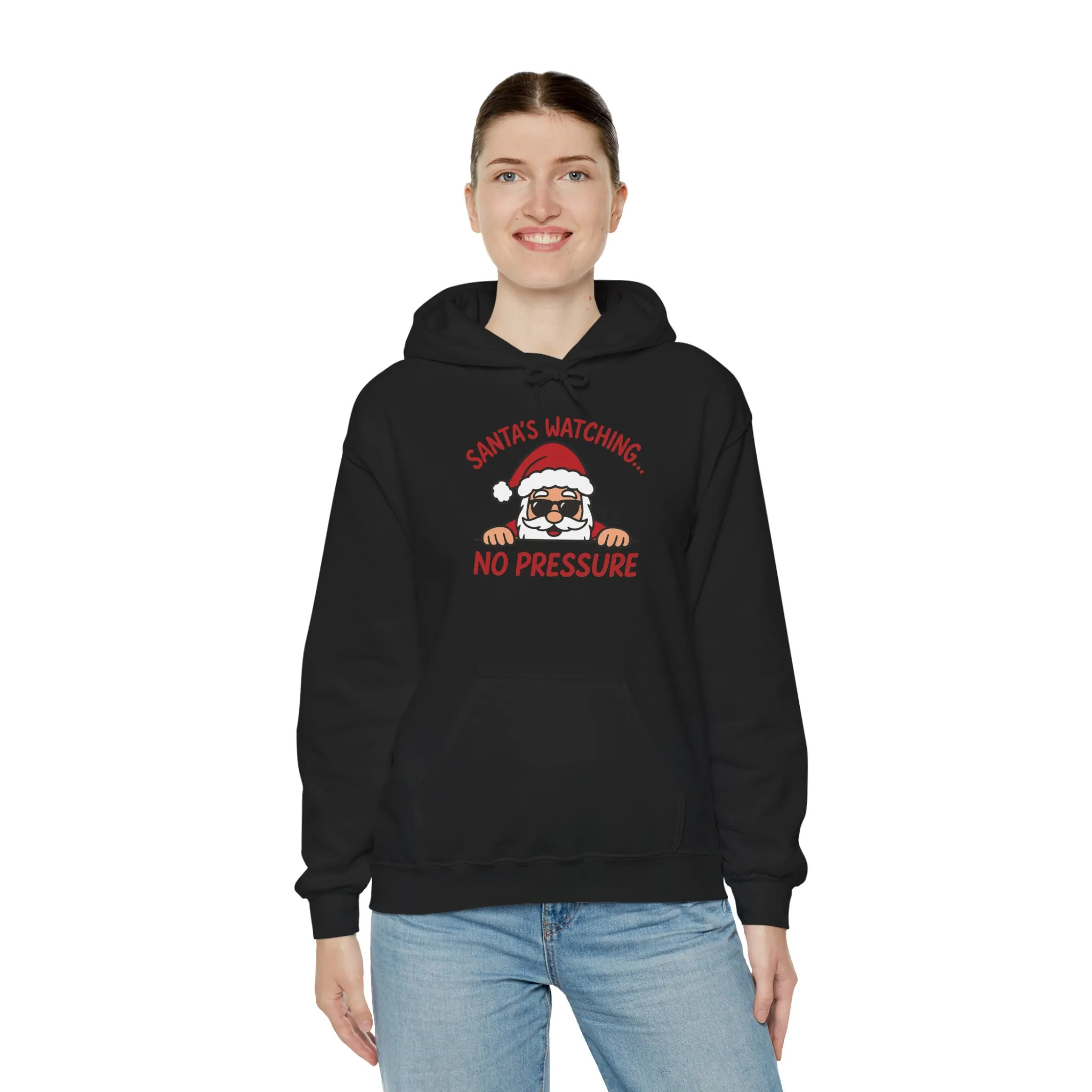 Sant's Watching No Pressure Women's Christmas Hoodie, Funny Holiday Sweatshirt - Image 12