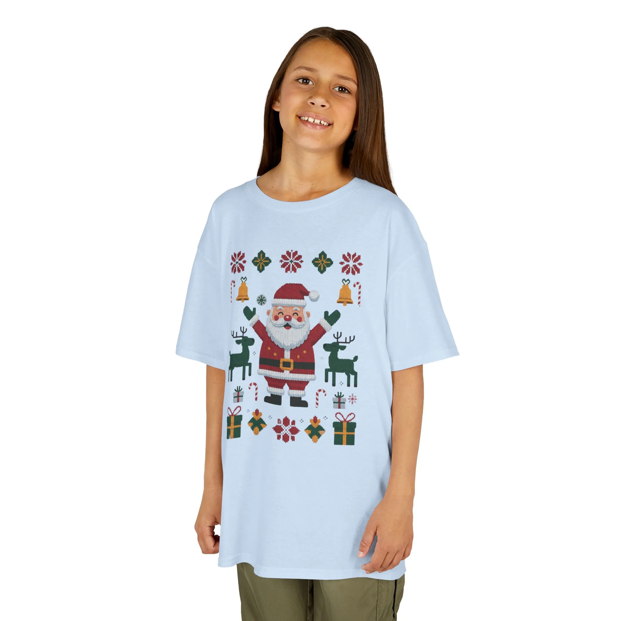 Kids Santa Christmas T-Shirt, Cute Reindeer Holiday Tee, Classic Christmas Shirt for Girls - Image 14