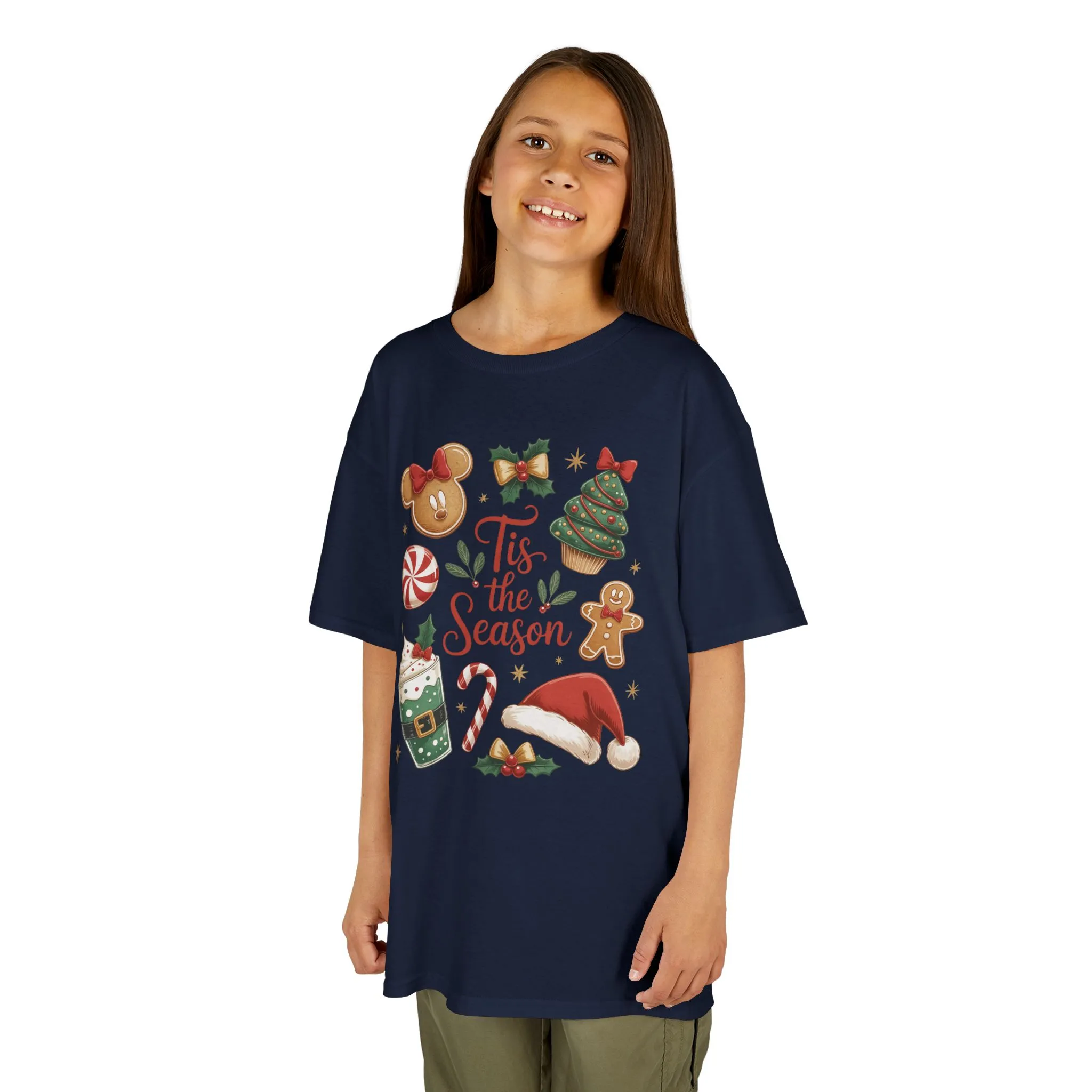 Tis the Season Christmas Shirt for Girls, Cute Holiday Cookie Tee, Kids Heavy Cotton™ Tee - Image 14