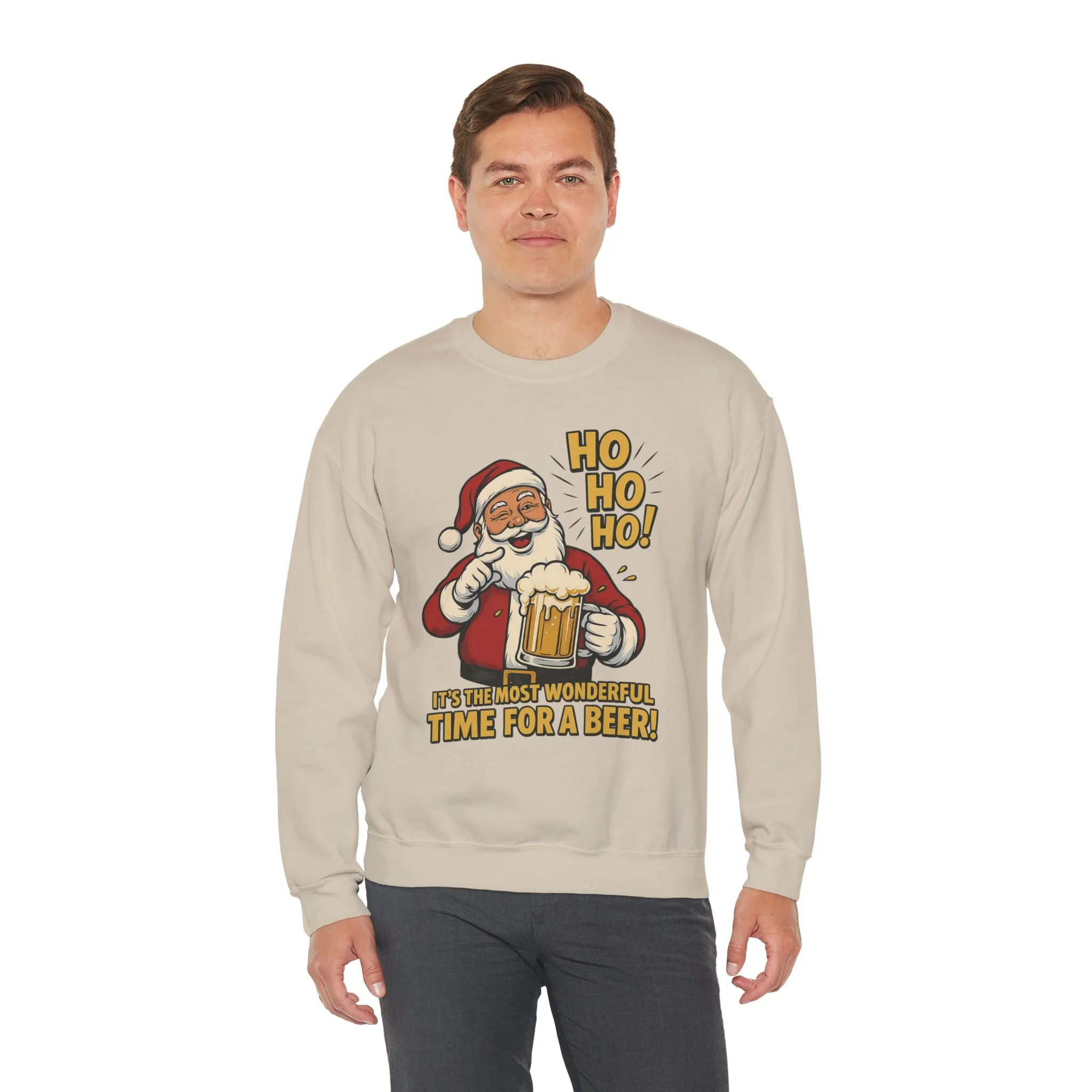 Funny Santa Beer Christmas Sweatshirt, Men's Holiday Pullover, Men's Heavy Blend™ Crewneck Sweatshirt - Image 6