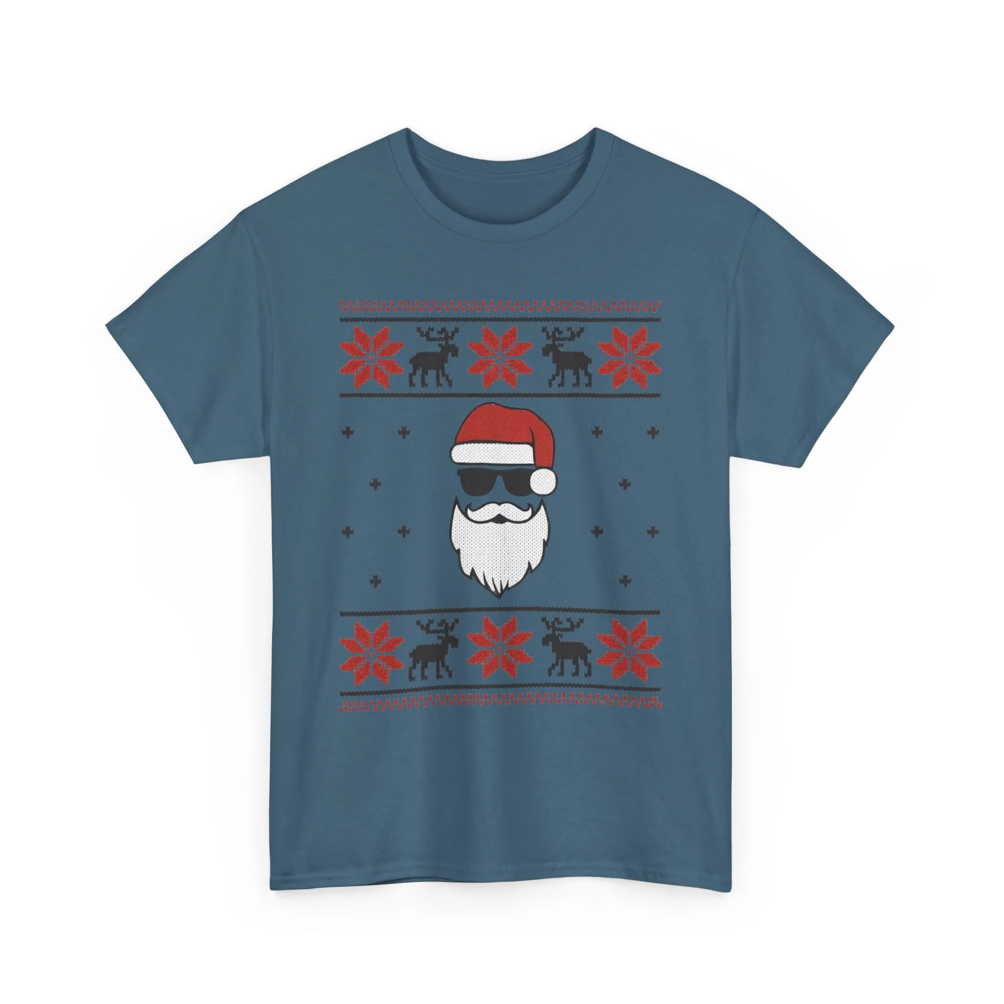 Cool Santa Men's T-Shirt, Funny Christmas Tee, Retro Knit Pattern Holiday Shirt - Image 16