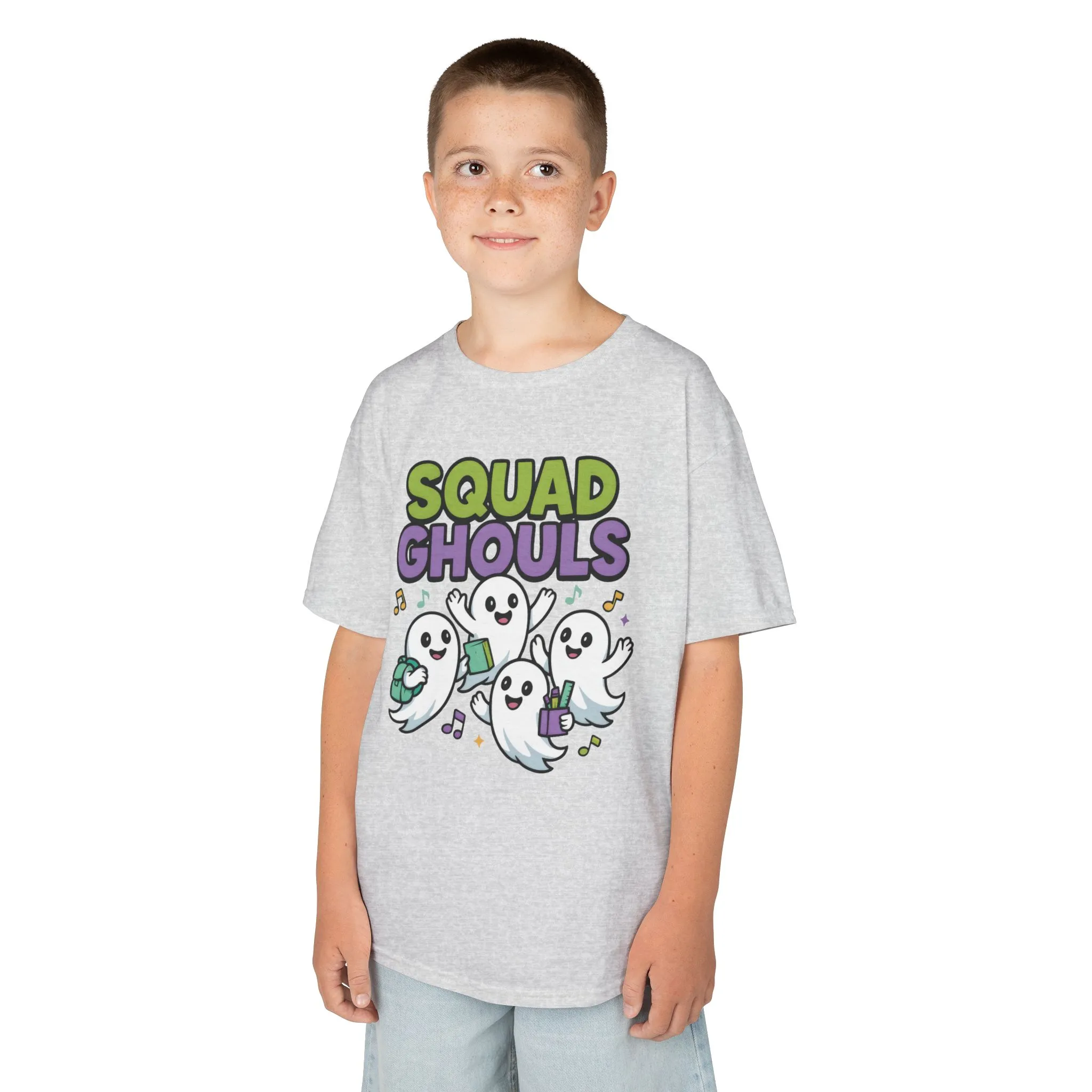 Kids Squad Ghouls T-Shirt, Cute Ghost Friends School Shirt, Halloween Back to School Tee for Boys & Girls - Image 6