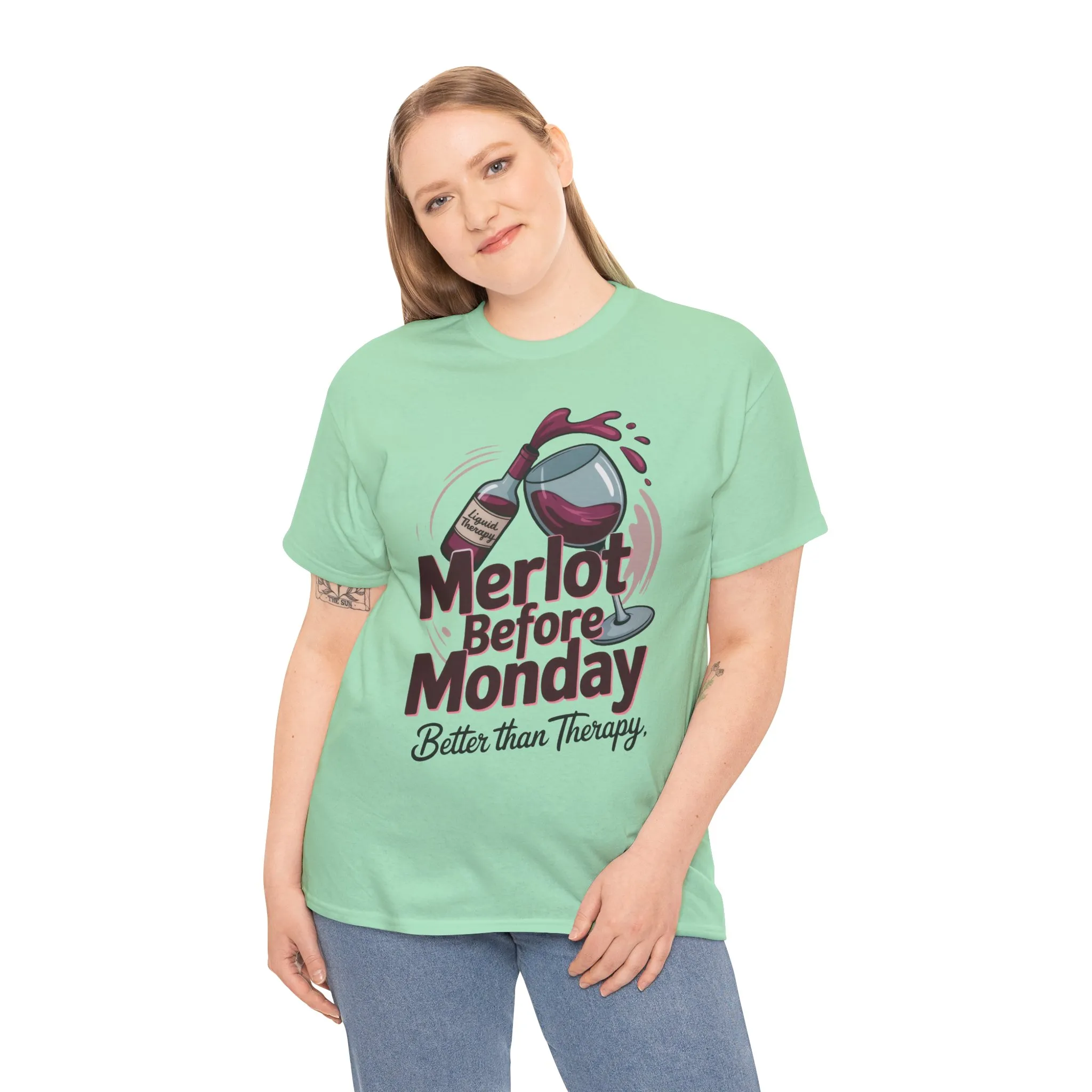 Merlot Before Monday Shirt Women, Funny Wine Tee, Better Than Therapy Tee, Wine Lover Gift - Image 30