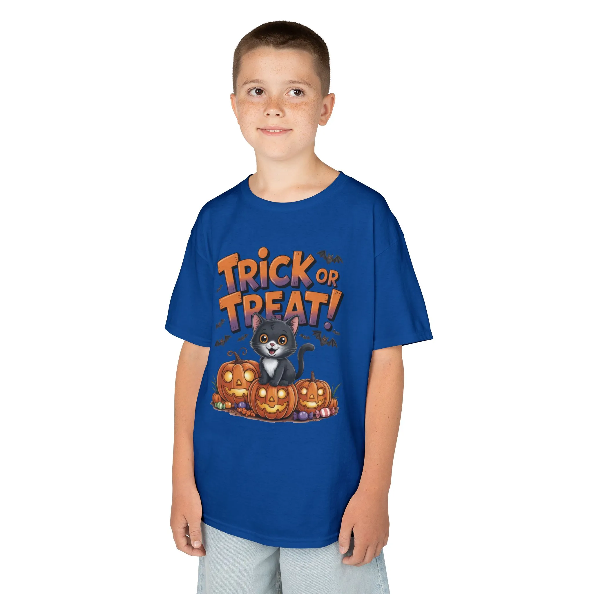 Girls Cute Black Cat Trick or Treat Halloween T-Shirt, Funny Pumpkin Cat Tee, Spooky Fall Shirt for Kids, Matching Family Halloween Shirts - Image 15