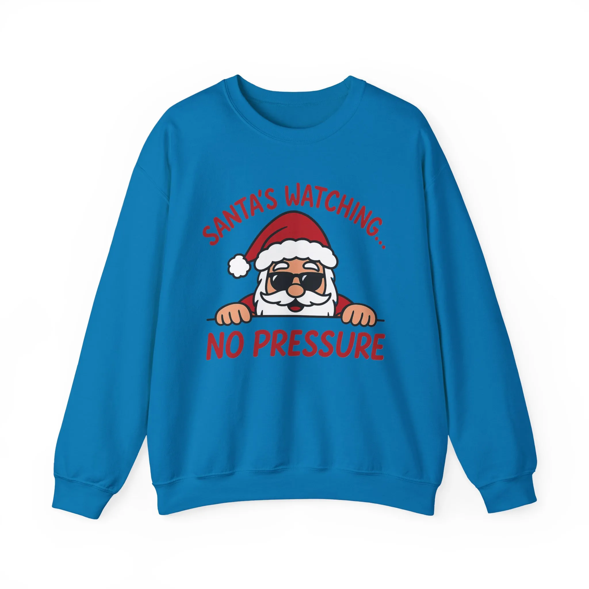 Santa's Watching No Pressure Men's Christmas Sweatshirt, Funny Holiday Jumper - Image 21