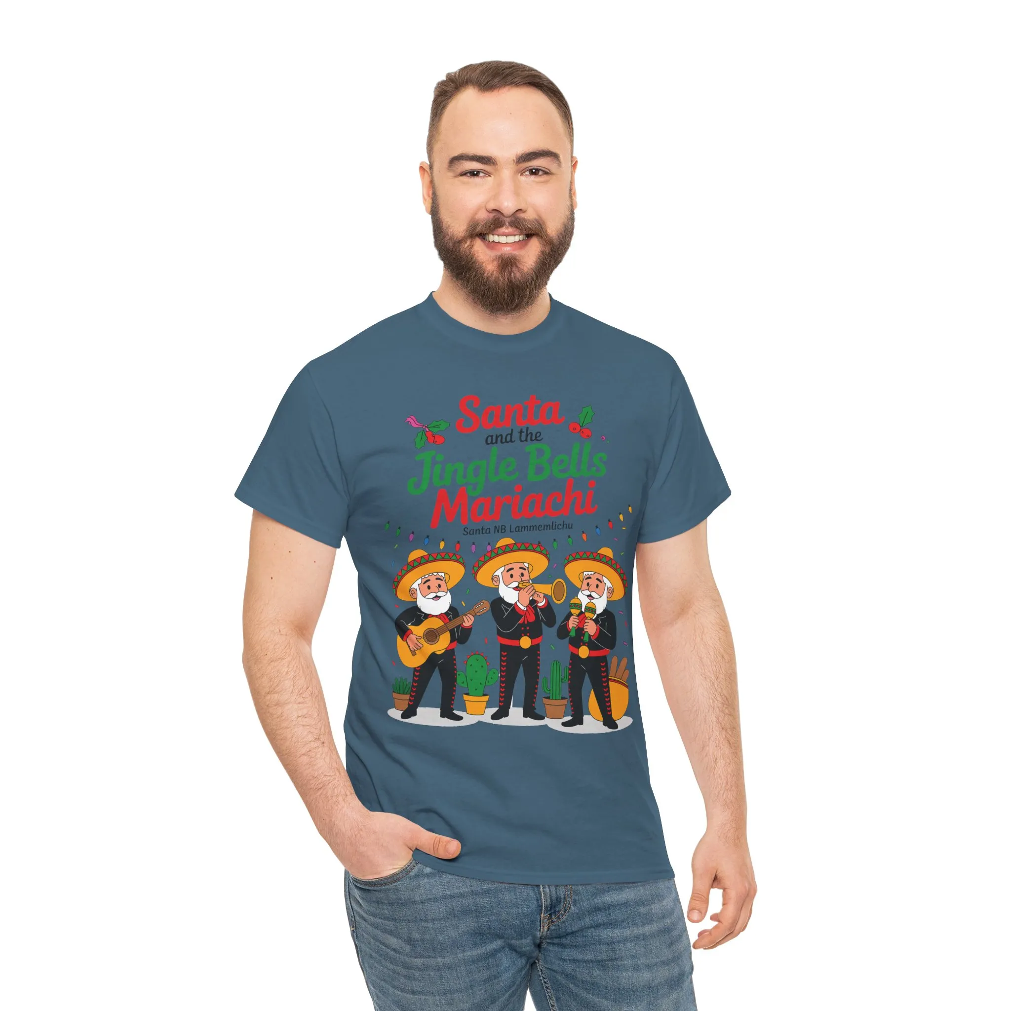 Santa and the Jingle Bells Mariachi, Funny Mexican Christmas T-Shirt, Latin Fiesta Holiday Tee, Navidad Humor Shirt - Image 20