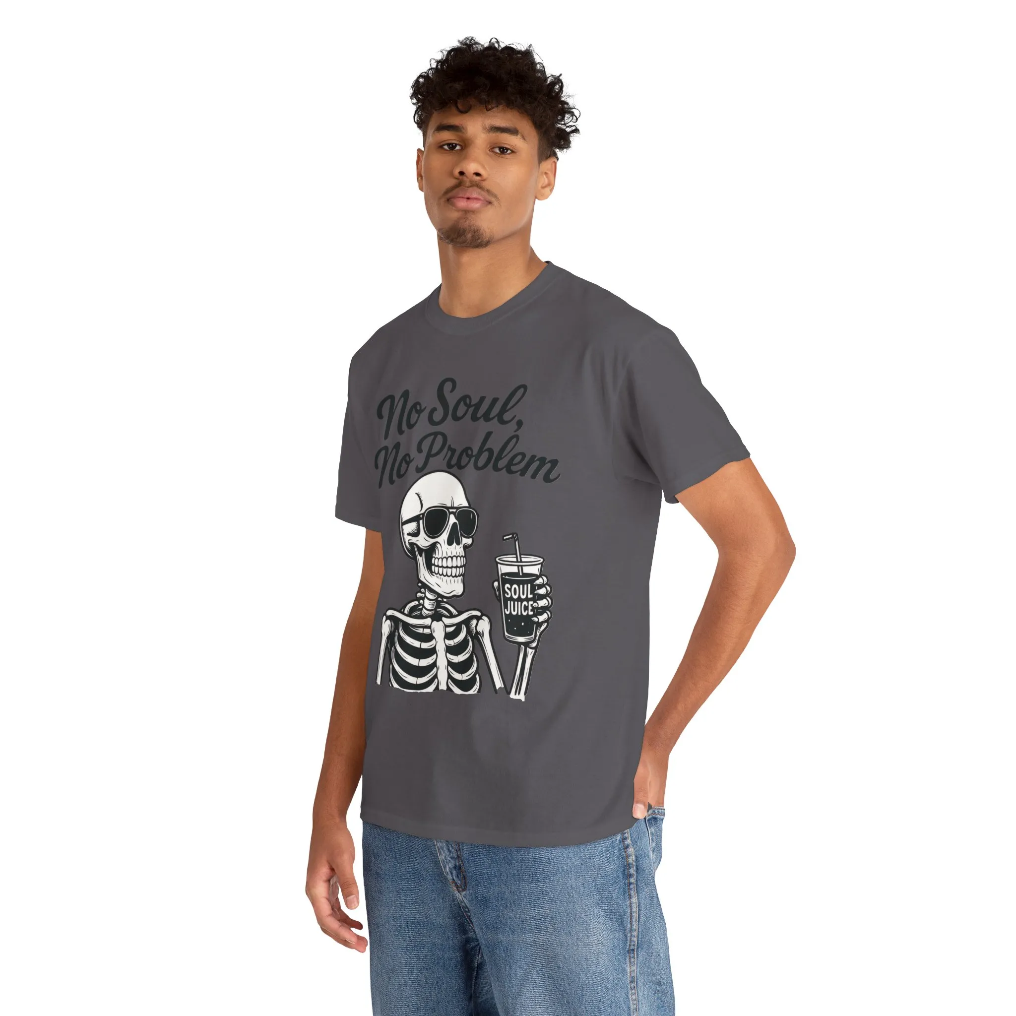 No Soul No Problem Skeleton T-Shirt for Men, Funny Gothic Skull Tee, Cool Spooky Halloween Shirt, Dark Humor Skeleton Graphic Top - Image 31