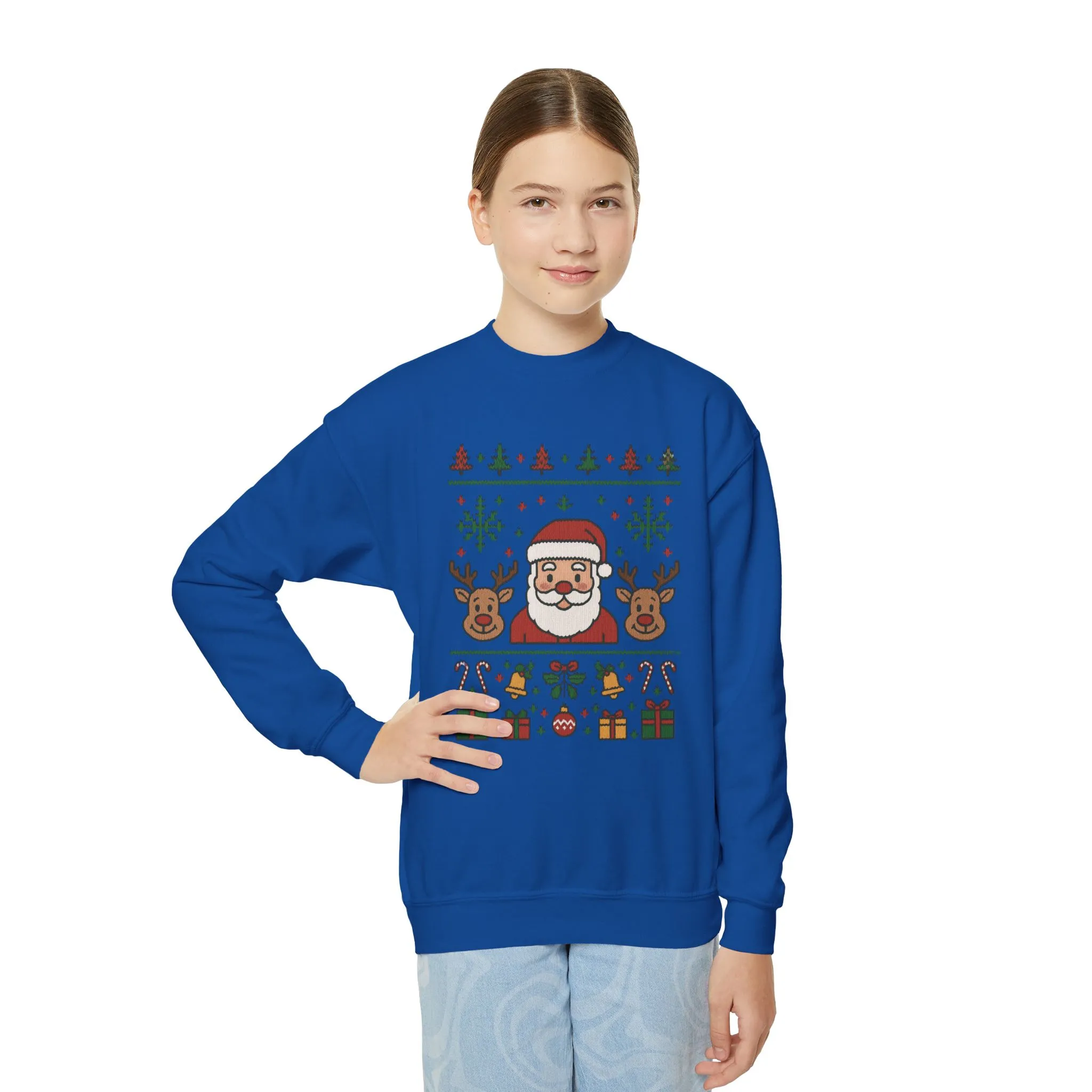 Santa - Reindeer Christmas Sweatshirt for Kids, Cozy Holiday Jumper, Youth Crewneck Sweatshirt - Image 14