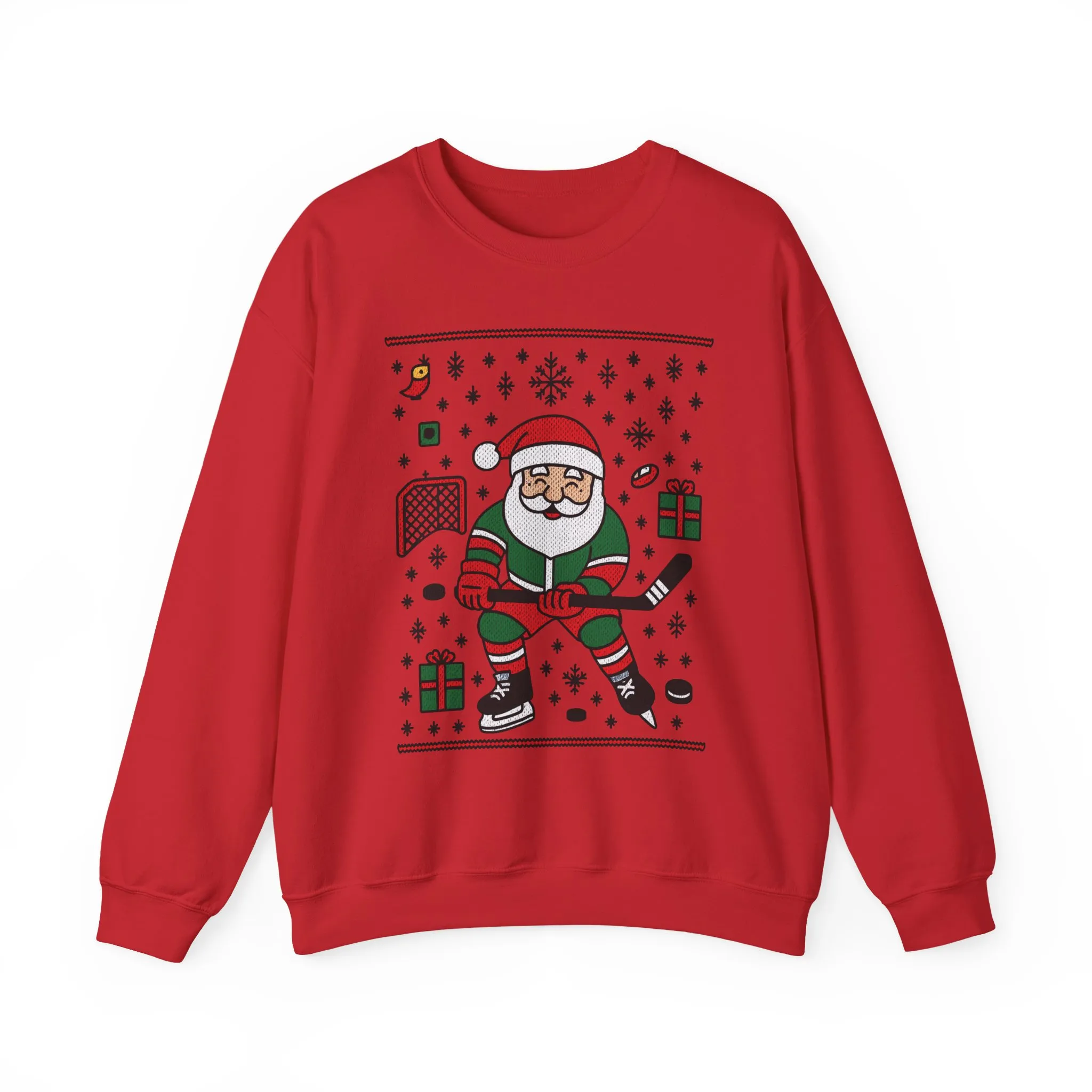 Hockey Santa Men's Christmas Sweatshirt, Funny Sports Holiday Jumper - Image 25