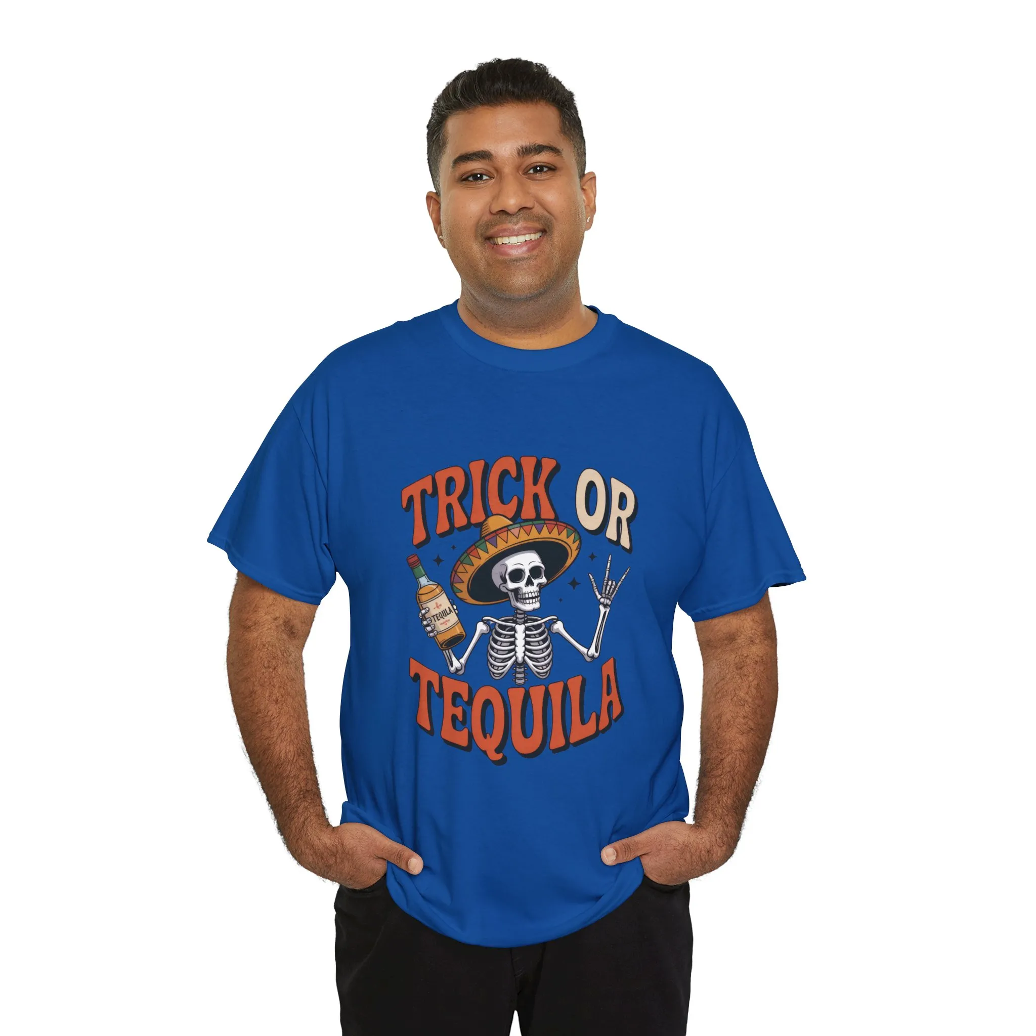 Trick or Tequila Skeleton Men's T-Shirt , Funny Halloween Drinking Party Tee for Men - Image 24