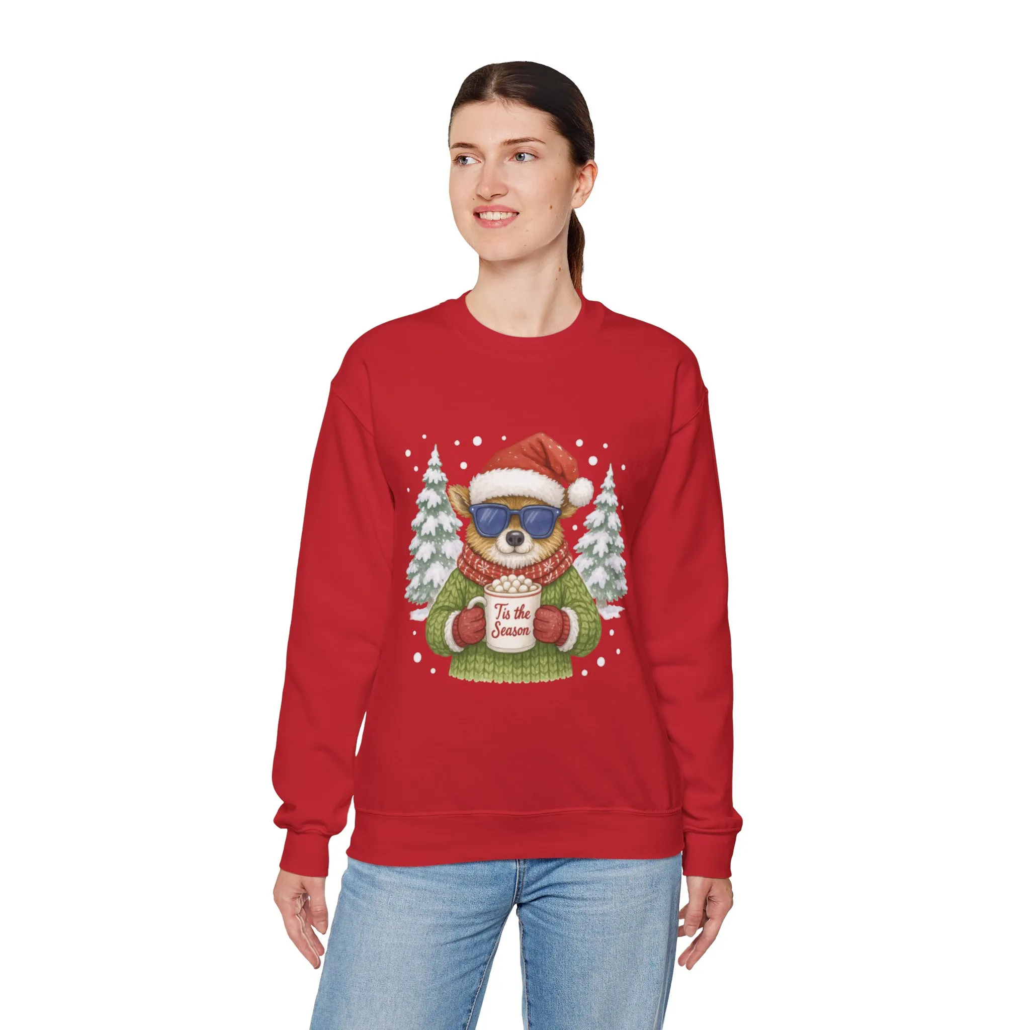 Women's Tis the Season Christmas Sweatshirt, Festive Reindeer Pullover - Image 24