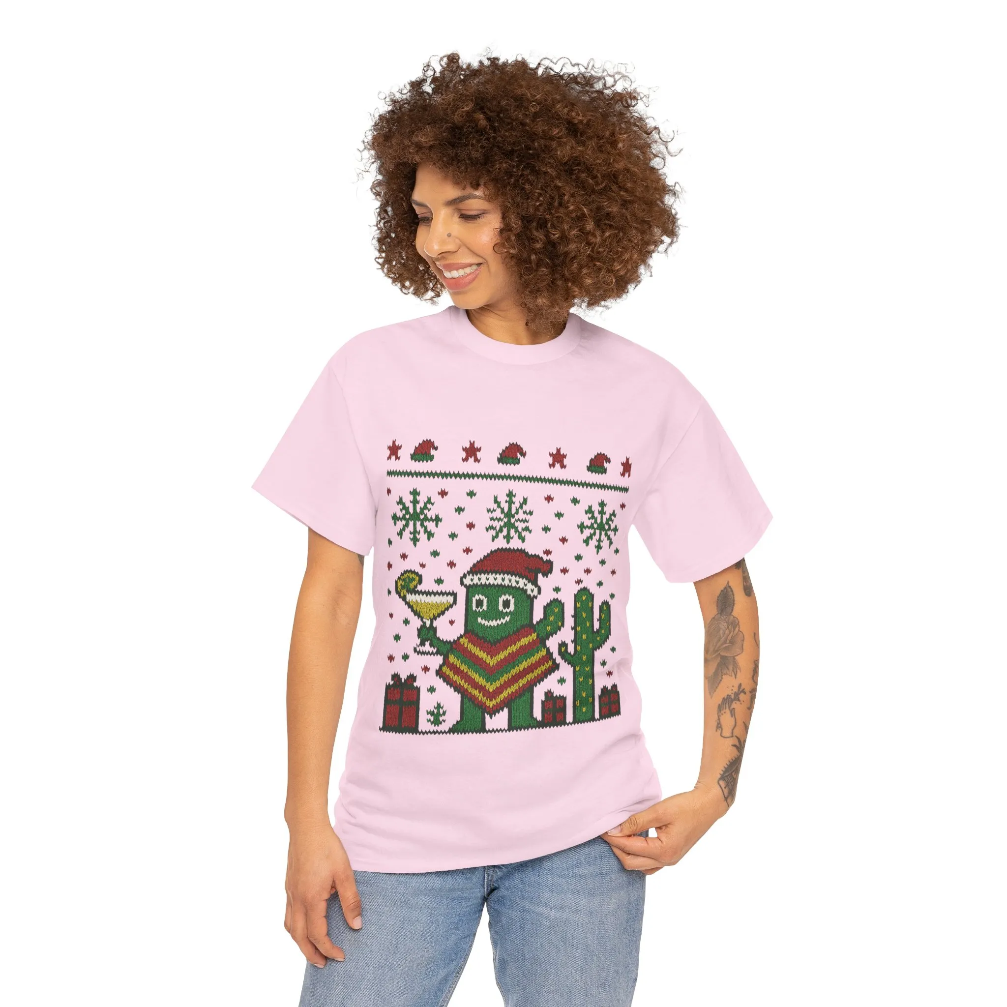 Festive Cactus Christmas Shirt, Funny Holiday Santa Hat Tee for Women, Women's Funny Xmas Shirt - Image 23
