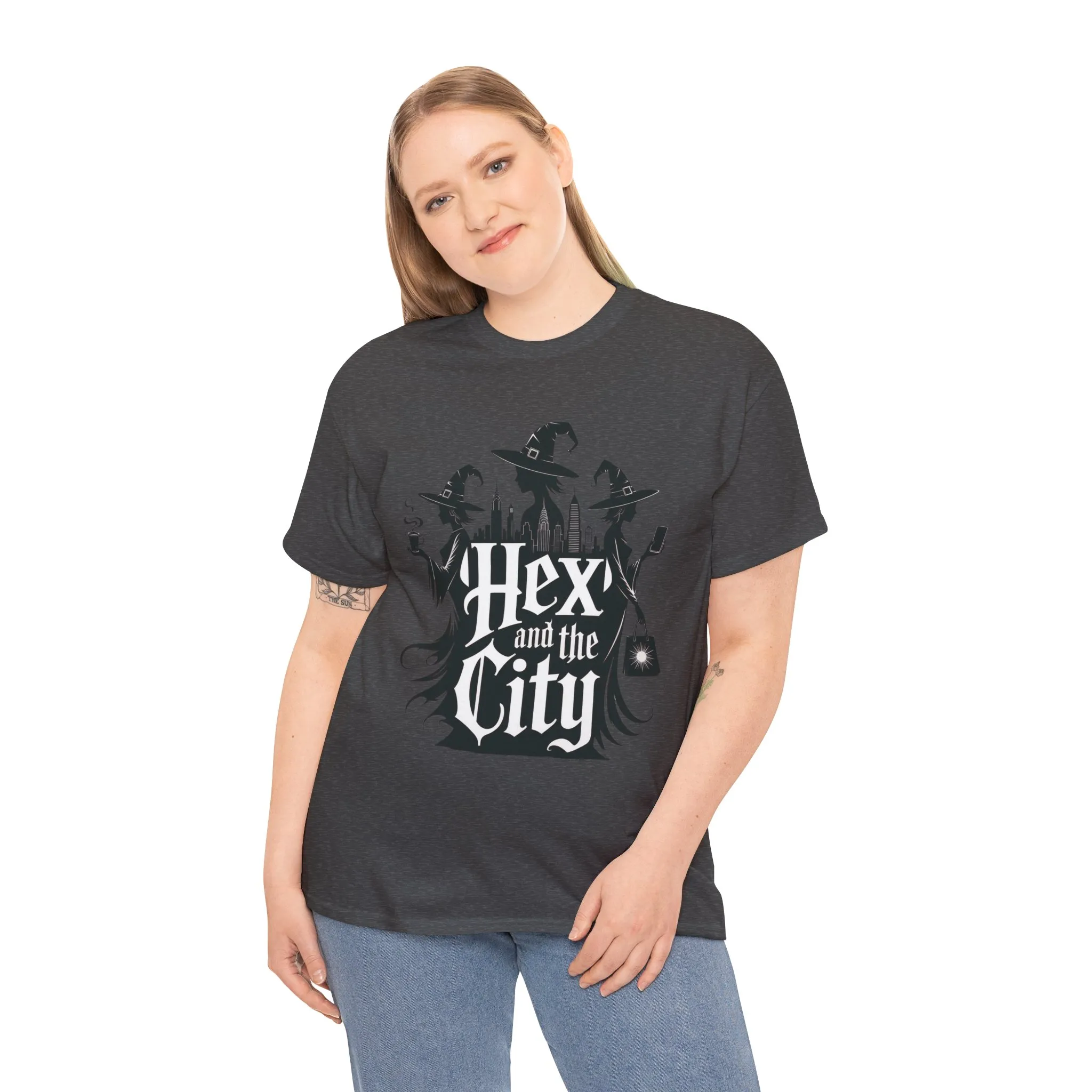 Women's Hex and the City Witch Shirt, Gothic Witches New York Skyline Halloween T-Shirt for Women - Image 9