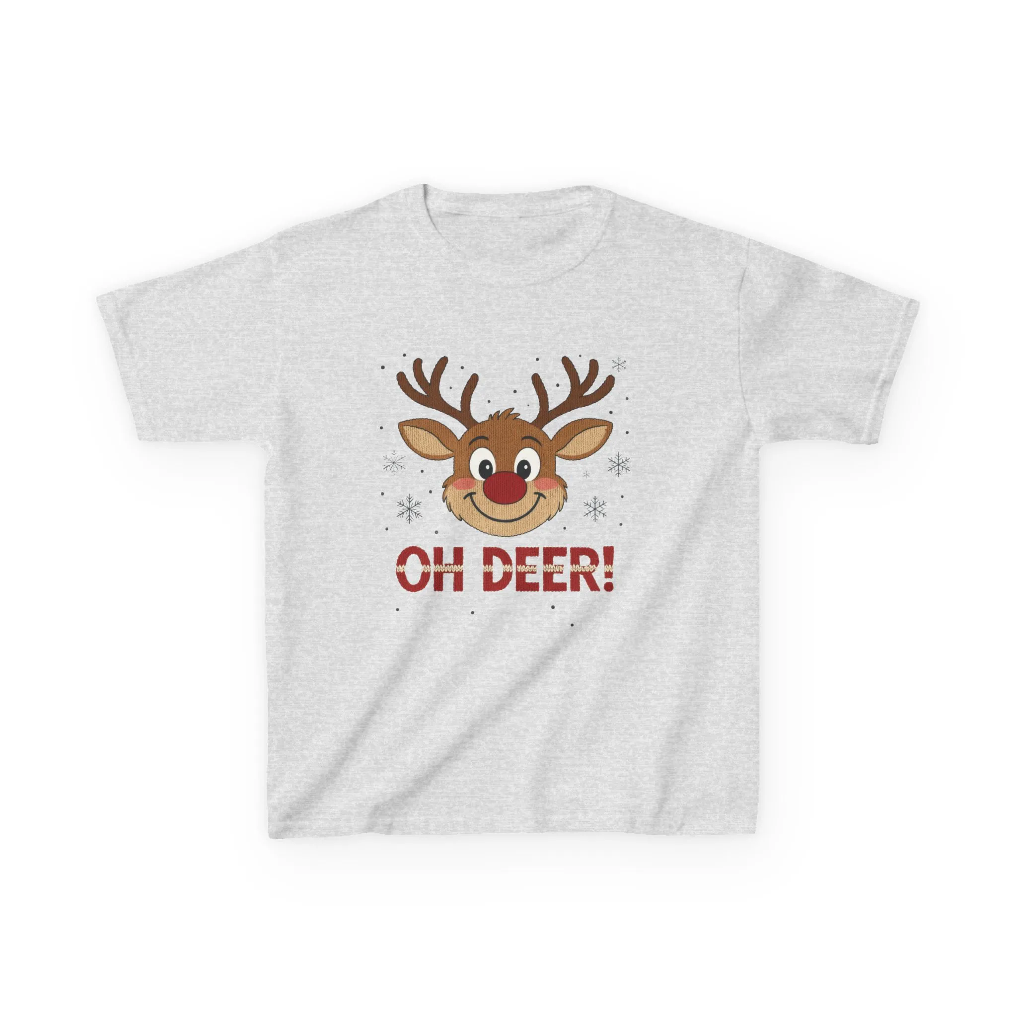 Girls Oh Deer Christmas T-Shirt, Cute Reindeer Kids Holiday Tee - Image 5
