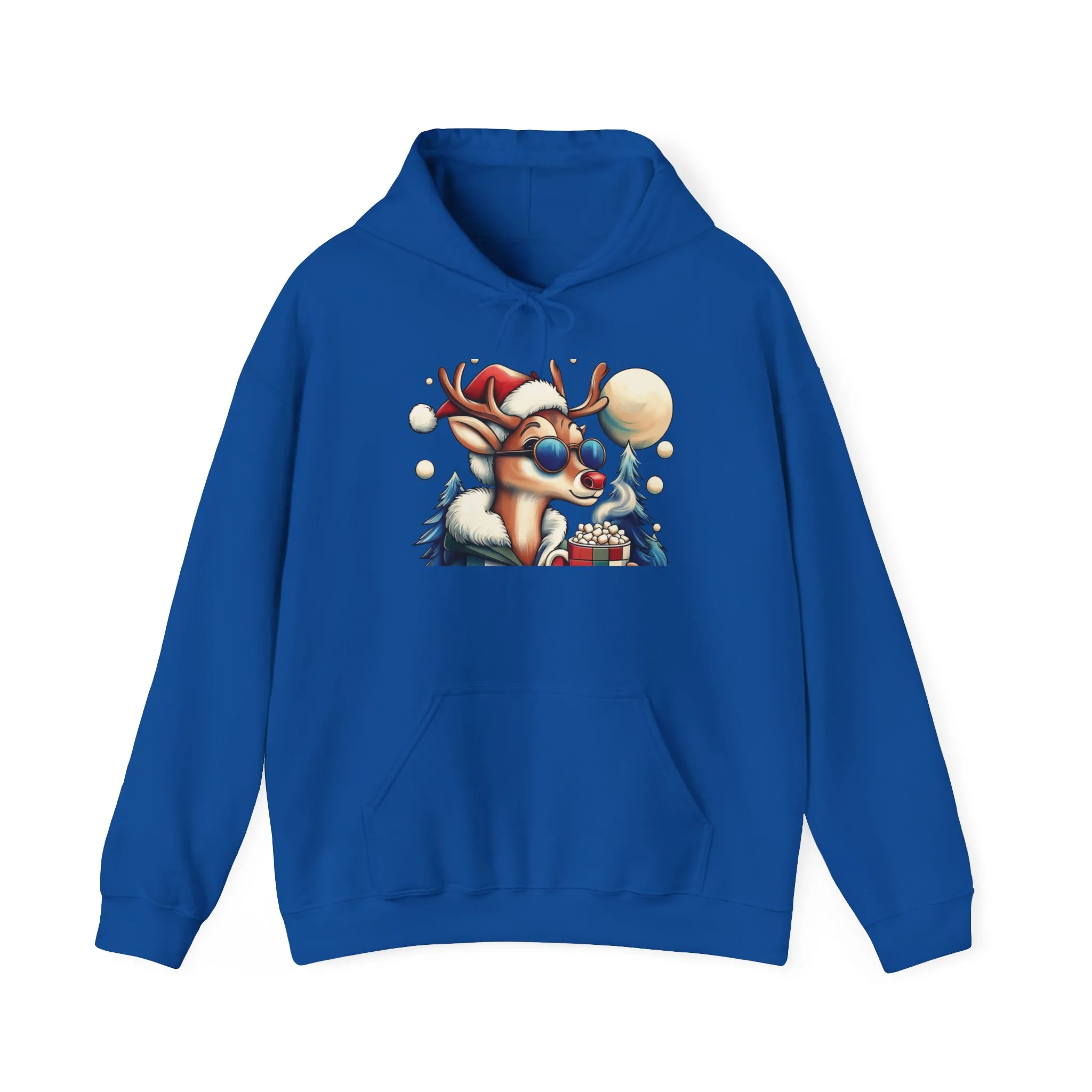 Cool Reindeer Christmas Hoodie, Funny Holiday Hot Cocoa Pullover for Men - Image 25