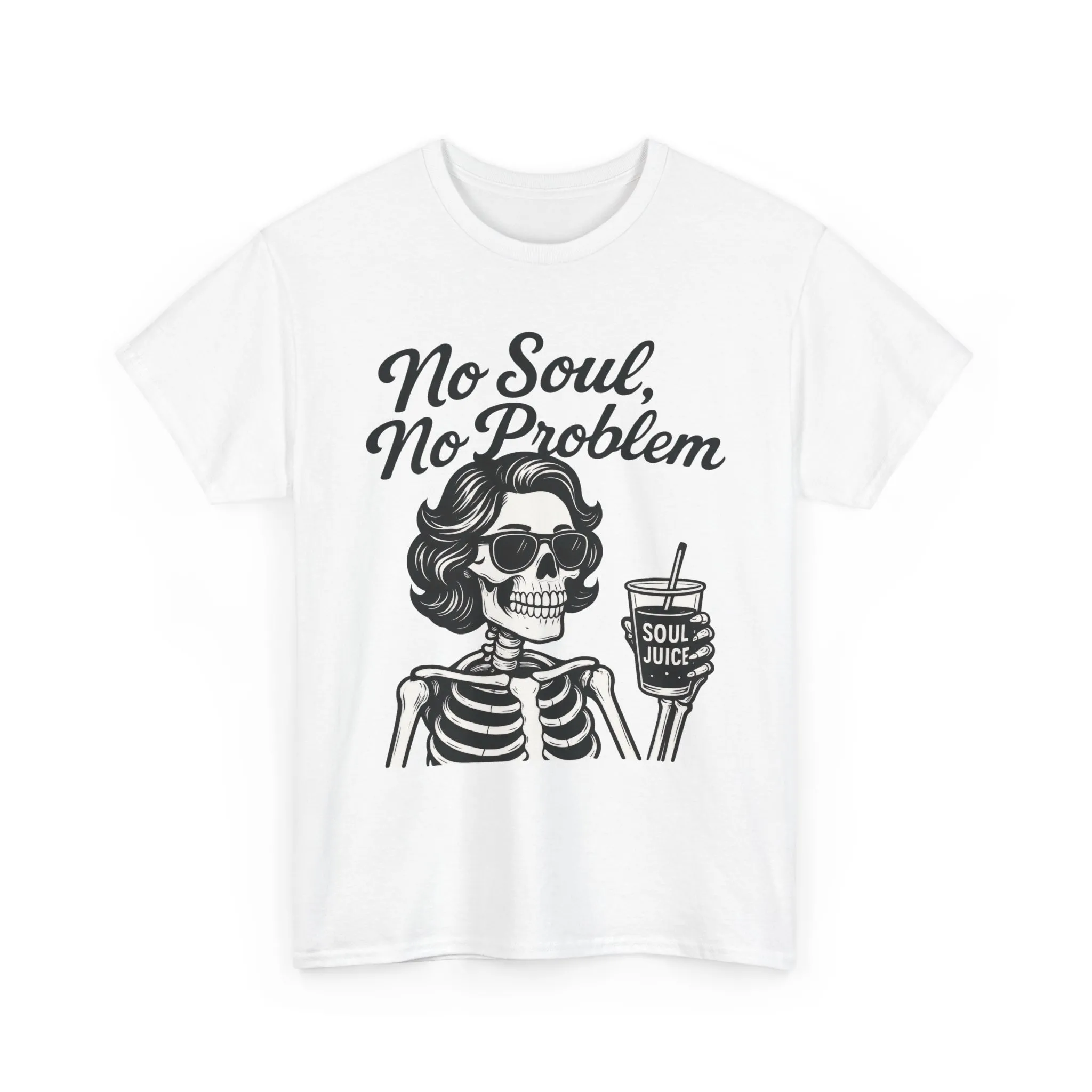 No Soul No Problem Skeleton T-Shirt for Women, Funny Gothic Skull Tee, Dark Humor Halloween Shirt, Spooky Retro Skeleton Top - Image 4