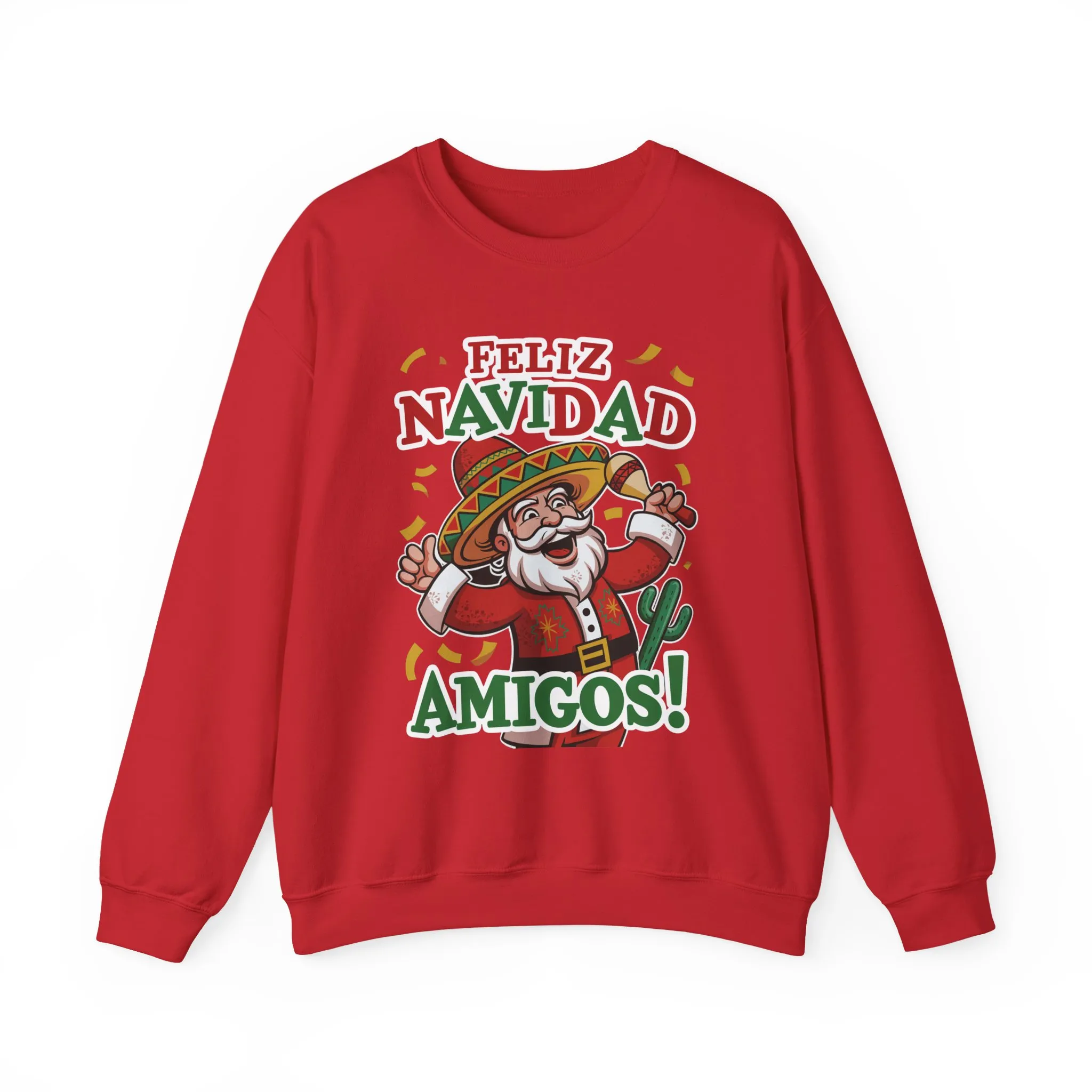 Feliz Navidad Amigos Sweatshirt, Funny Mexican Santa Christmas Jumper, Latin Holiday Fiesta Pullover - Image 25