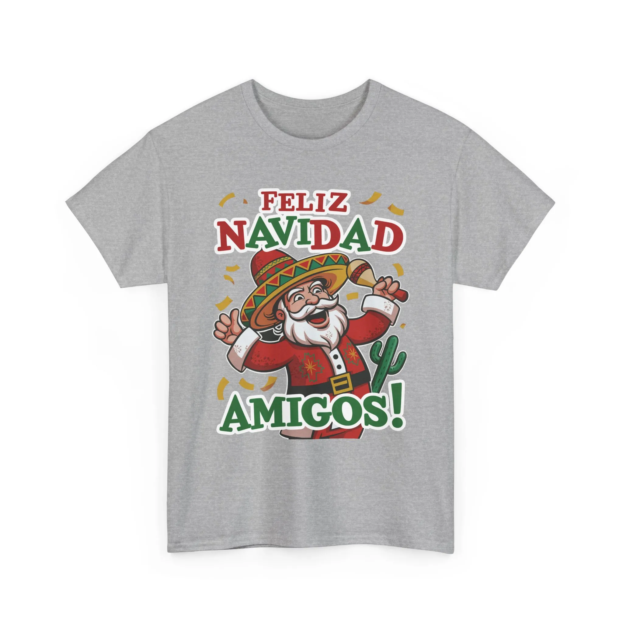 Feliz Navidad Amigos! Funny Mexican Santa Christmas T-Shirt, Latin Holiday Tee, Sombrero Santa Fiesta Shirt - Image 10