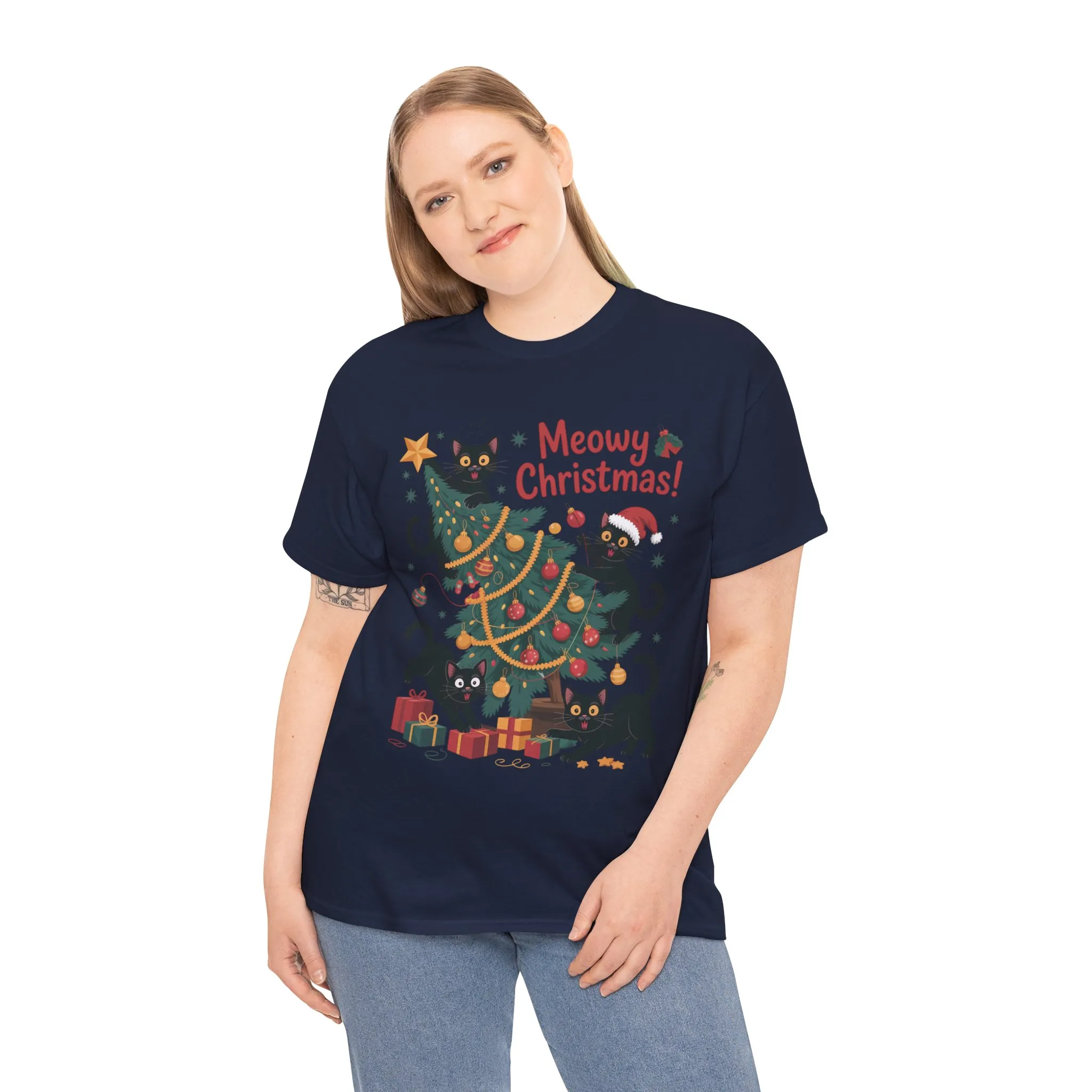 Funny Black Cats Christmas Tree T-Shirt, Cute Cat Lover Holiday Tee, Christmas Cat Chaos Shirt for Women - Image 18