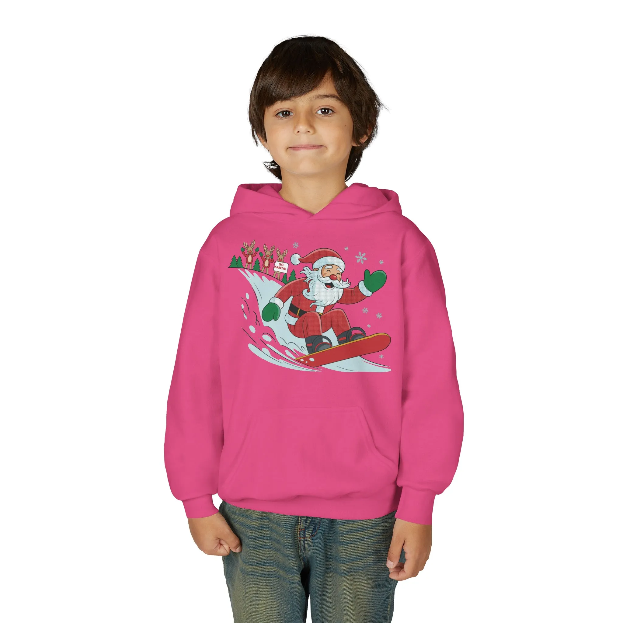 Go Santa Snowboarding Christmas Hoodie, Funny Santa - Reindeer Holiday Hoodie for Kids, Cute Winter Sports Christmas Sweatshirt - Image 31